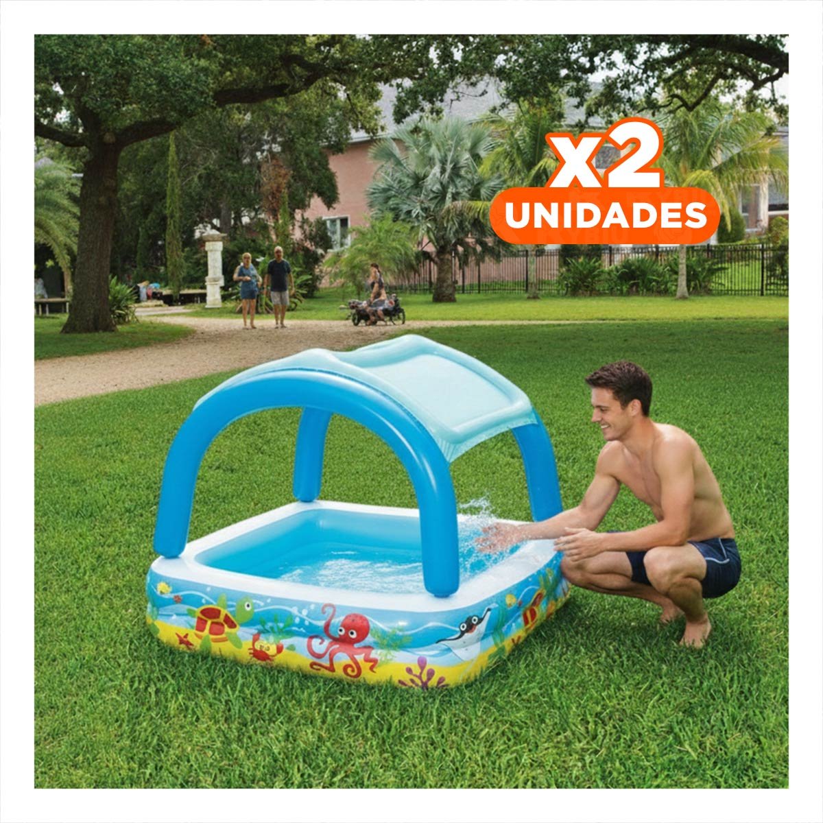 PACK2 ZONA DE AGUA CANOPY 147 X 147 X 122 CM CON COBERTURA PARA PATIO FAMILIAR Y+REGALO STICKER - 1