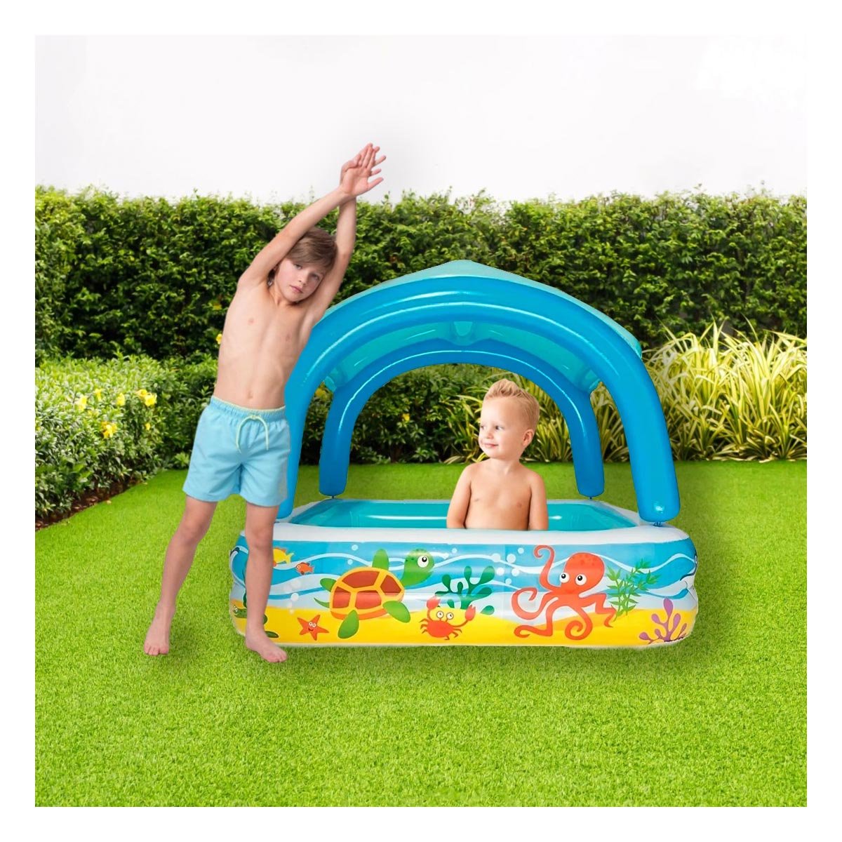 PACK2 ZONA DE AGUA CANOPY 147 X 147 X 122 CM CON COBERTURA PARA PATIO FAMILIAR Y+REGALO STICKER - 5