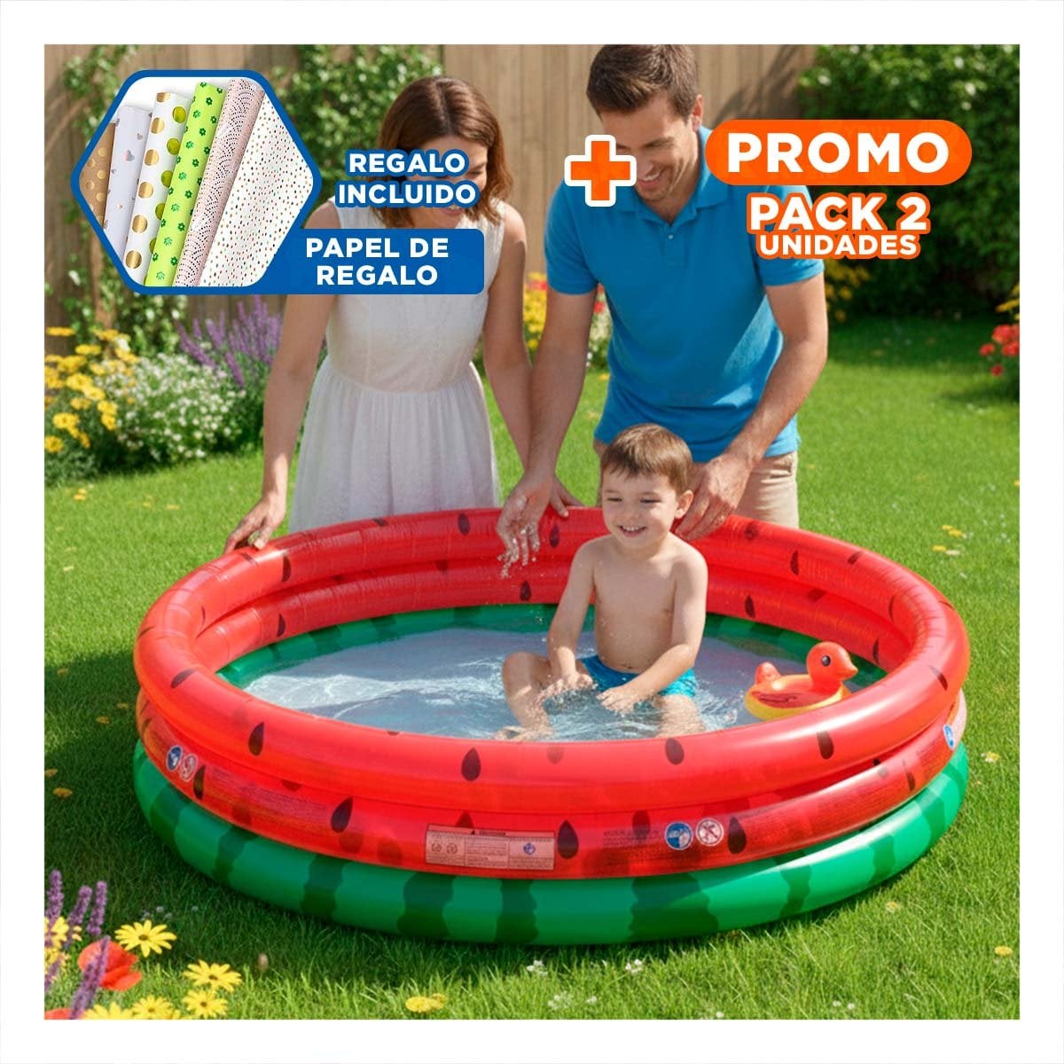 PACK2 ALBERCA SANDILLA INFLABLE PARA PATIO Y CASA CON USO DIARIO Y+PAPEL REGALO - 1