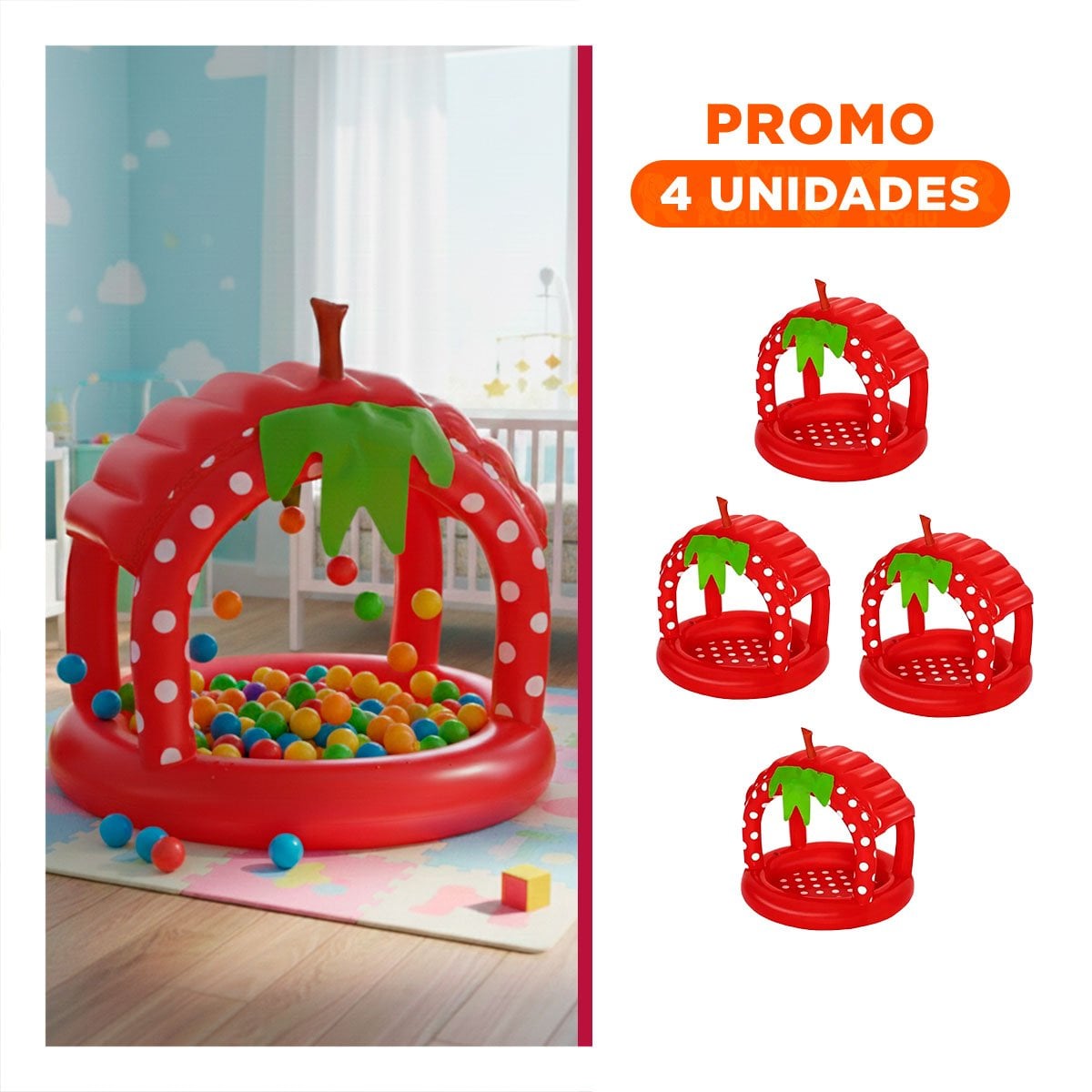 PACK4 PISCINA FRESITA INFLABLE PARA CASA Y JARDIN CON AMBIENTE VERANO Y+REGALO STICKER - 1