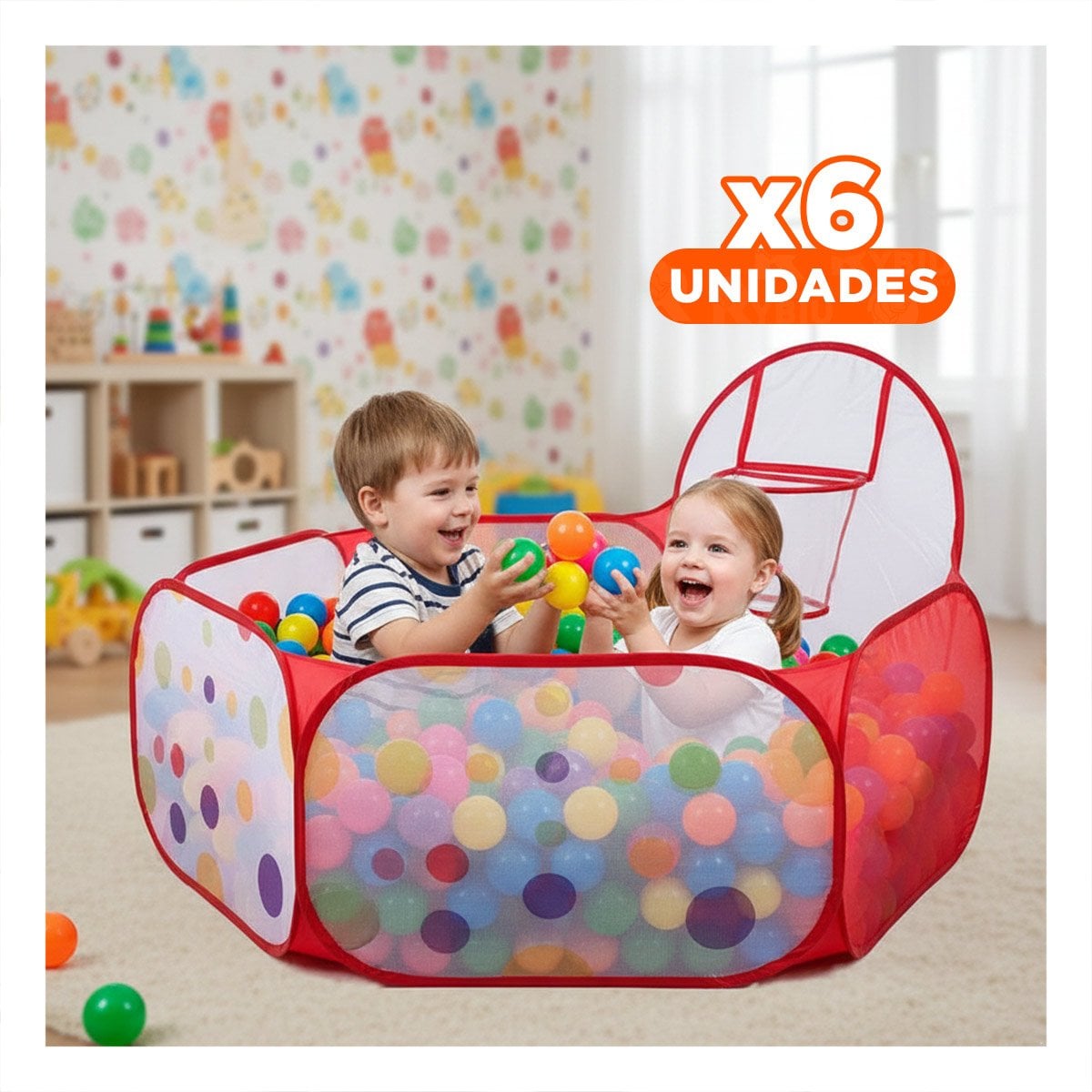 PACK6 ESTACION INFANTIL DE PELOTAS PARA HOGAR EN CASA CON USO DIARIO Y+REGALO STICKER - 1
