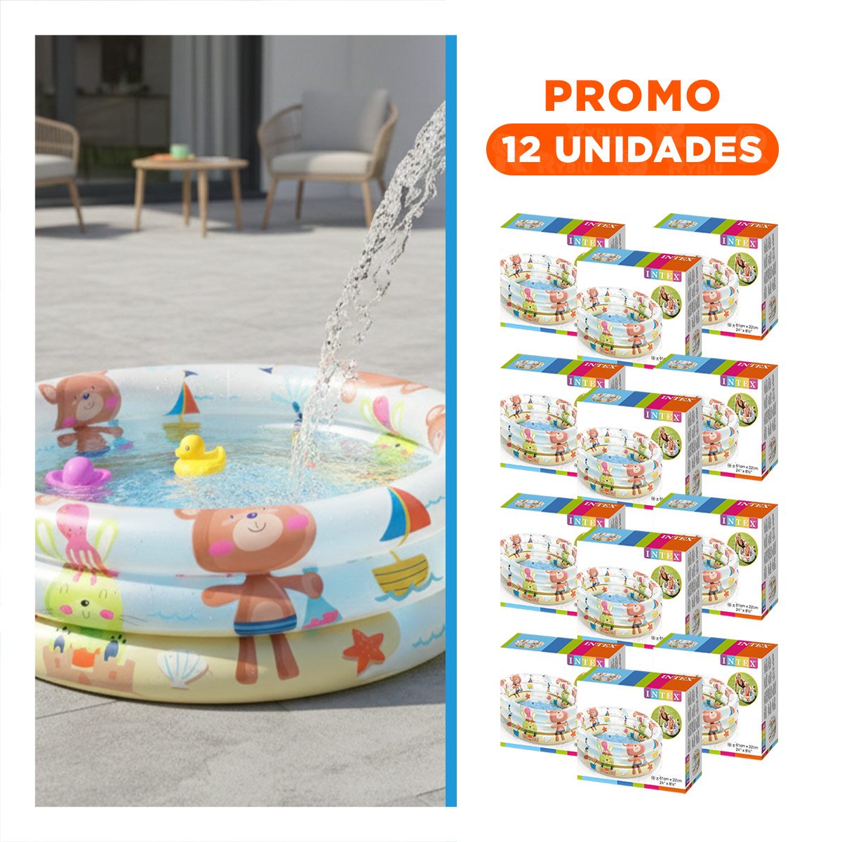 PACK12 CENTRO FAMILIAR INFLABLE CON OSITOS PARA HOGAR Y+REGALO STICKER - 1