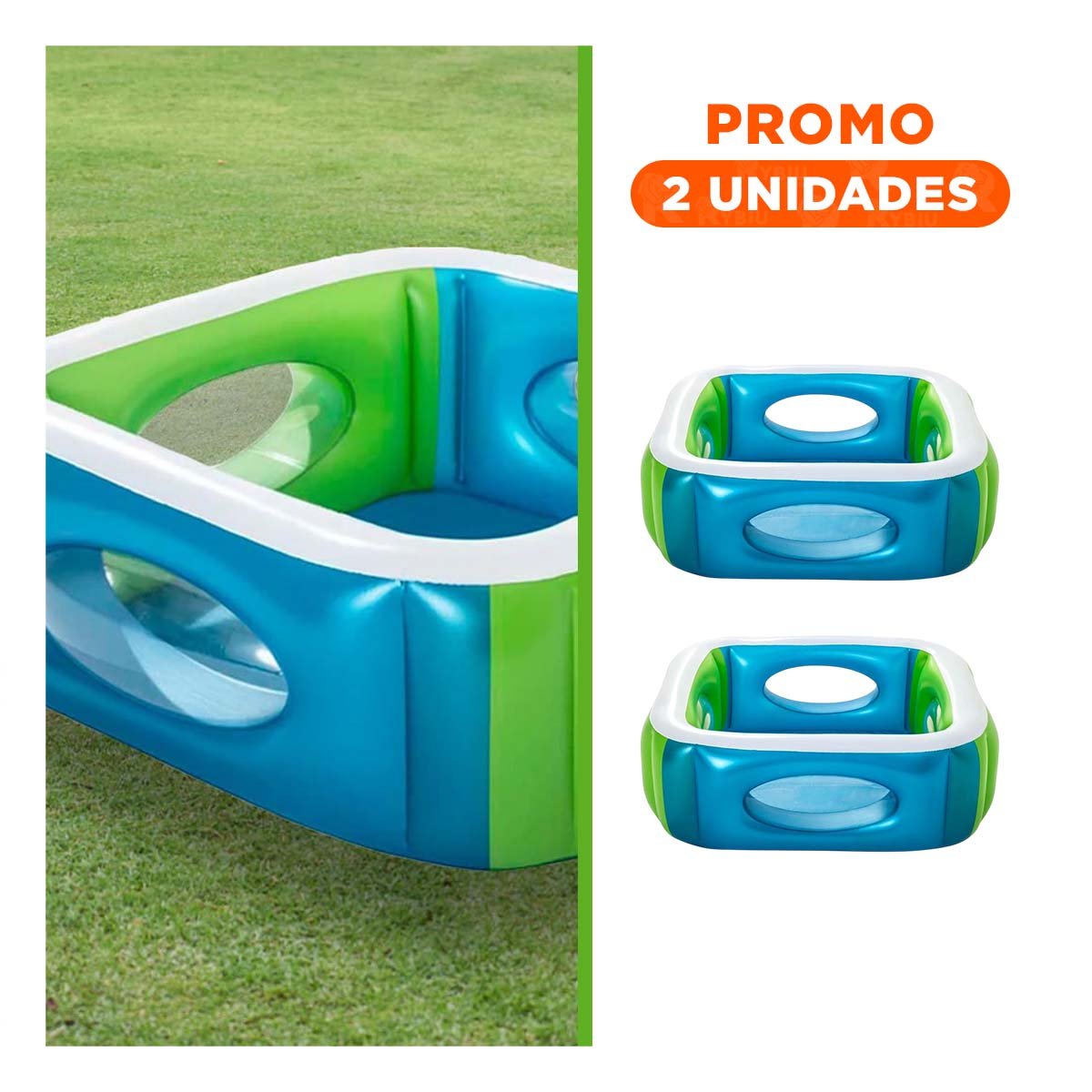 PACK2 PILETA WINDOW 168X168X56 CM INFANTIL COMODA PARA VERANO - 1
