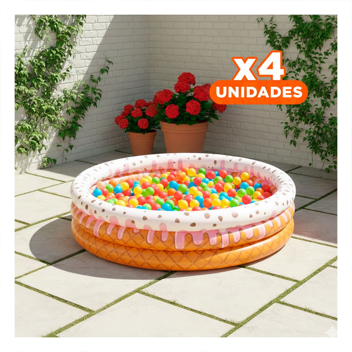 PACK4 INFLABLE DECORATIVO PARA JARDIN CON DISENO HELADO VERANIEGO - 1