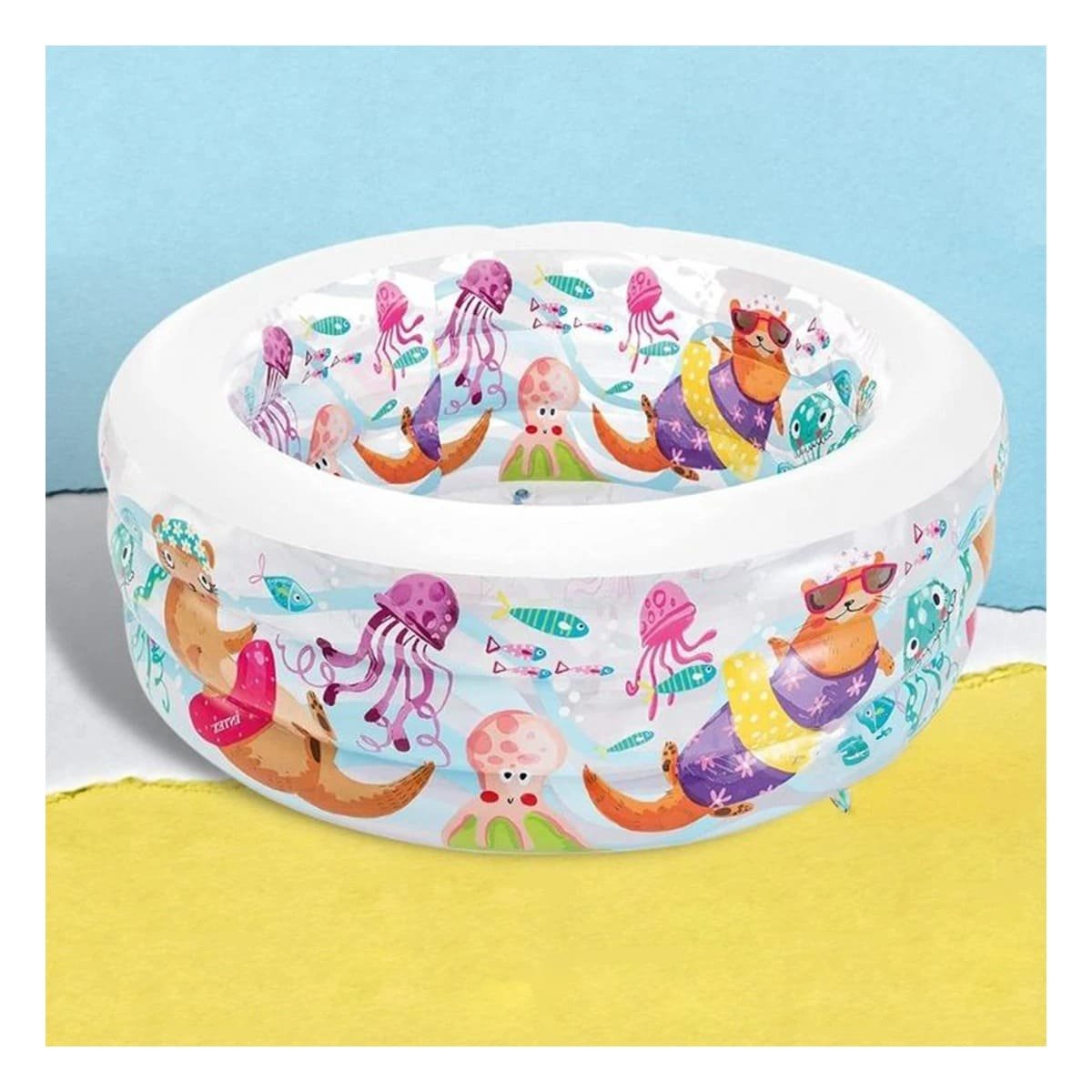 PACK2 ZONA ACUATICA INFANTIL REDONDA 152 X 56 CM CON TEMATICA ACUARIO Y+REGALO STICKER - 3