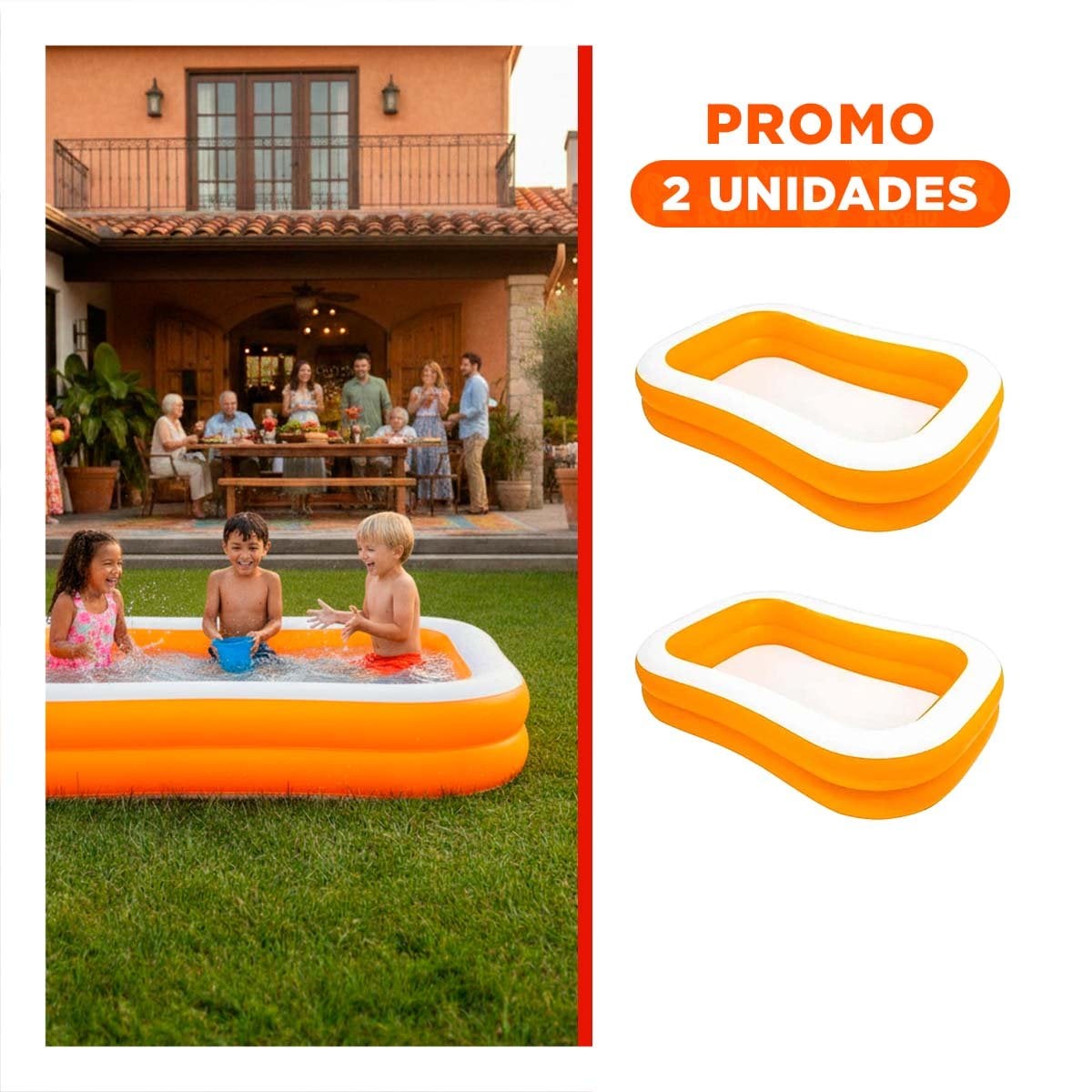 PACK2 PISCINA DOMESTICA INFLABLE PARA TERRAZA CON FORMATO COMODO Y ESTABLE - 1