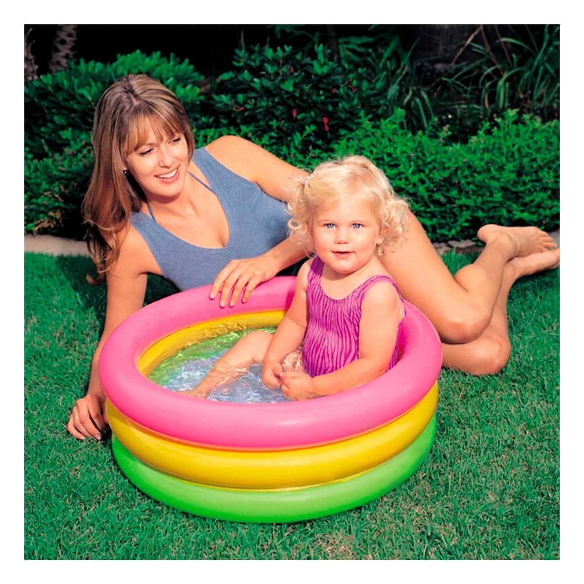 PACK4 PISCINA PARA BEBES ARCOIRIS 61 X 22 CM CON ZONA DE AGUA COLORIDA Y+PAPEL REGALO - 5