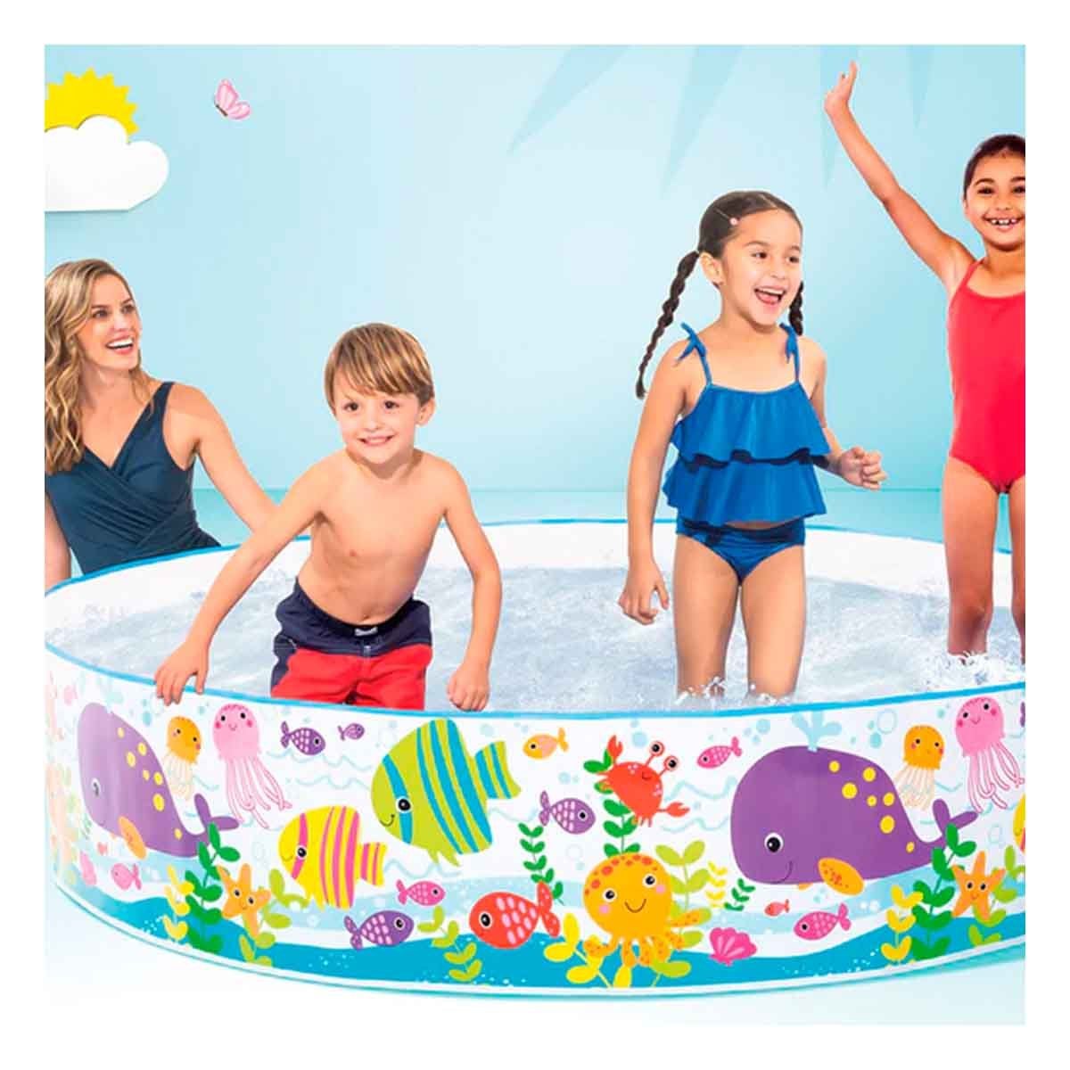 PACK4 PISCINA OCEANO PARA PATIO DEL HOGAR CON RECREACION FAMILIAR AL AIRE LIBRE Y+PAPEL REGALO - 2