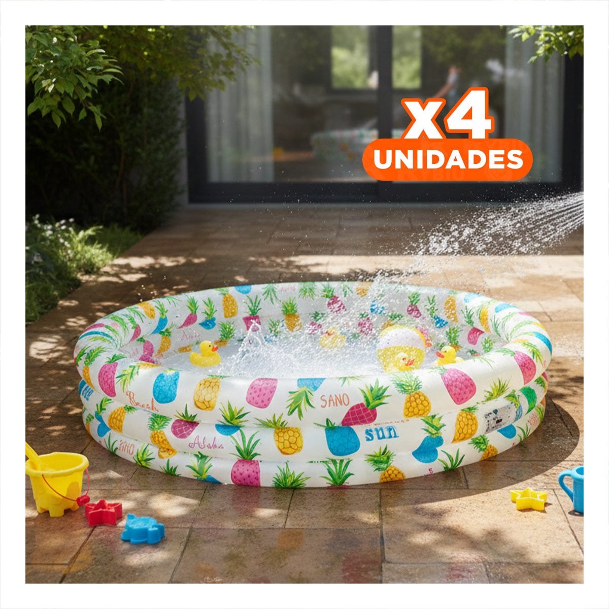 PACK4 TINA INFLABLE PARA JARDIN CON AMBIENTE TROPICAL Y USO FAMILIAR - 1