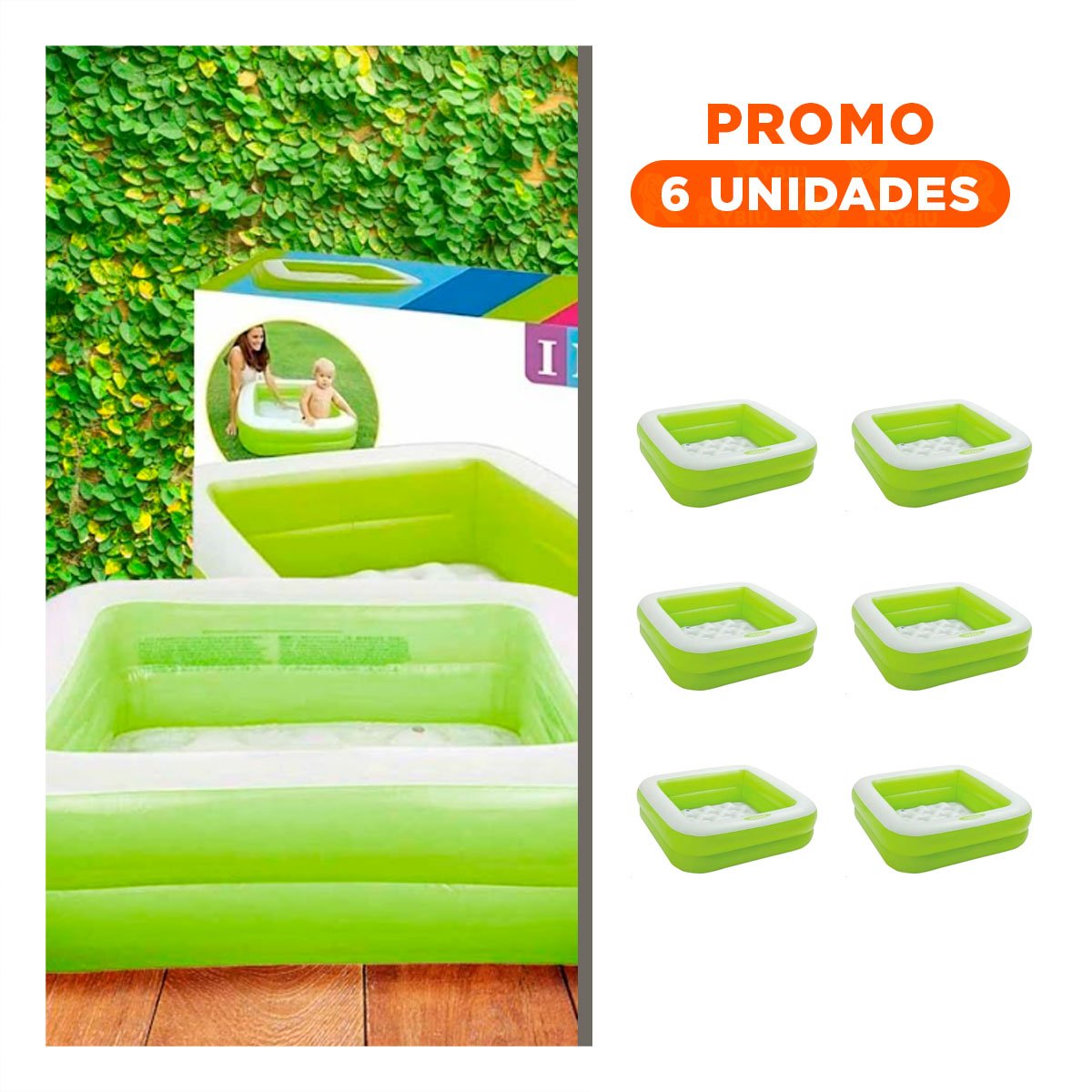 PACK6 CHAPOTEADERO INFANTIL VERDE ACOLCHADO 85X85X23CM PARA CASA - 1