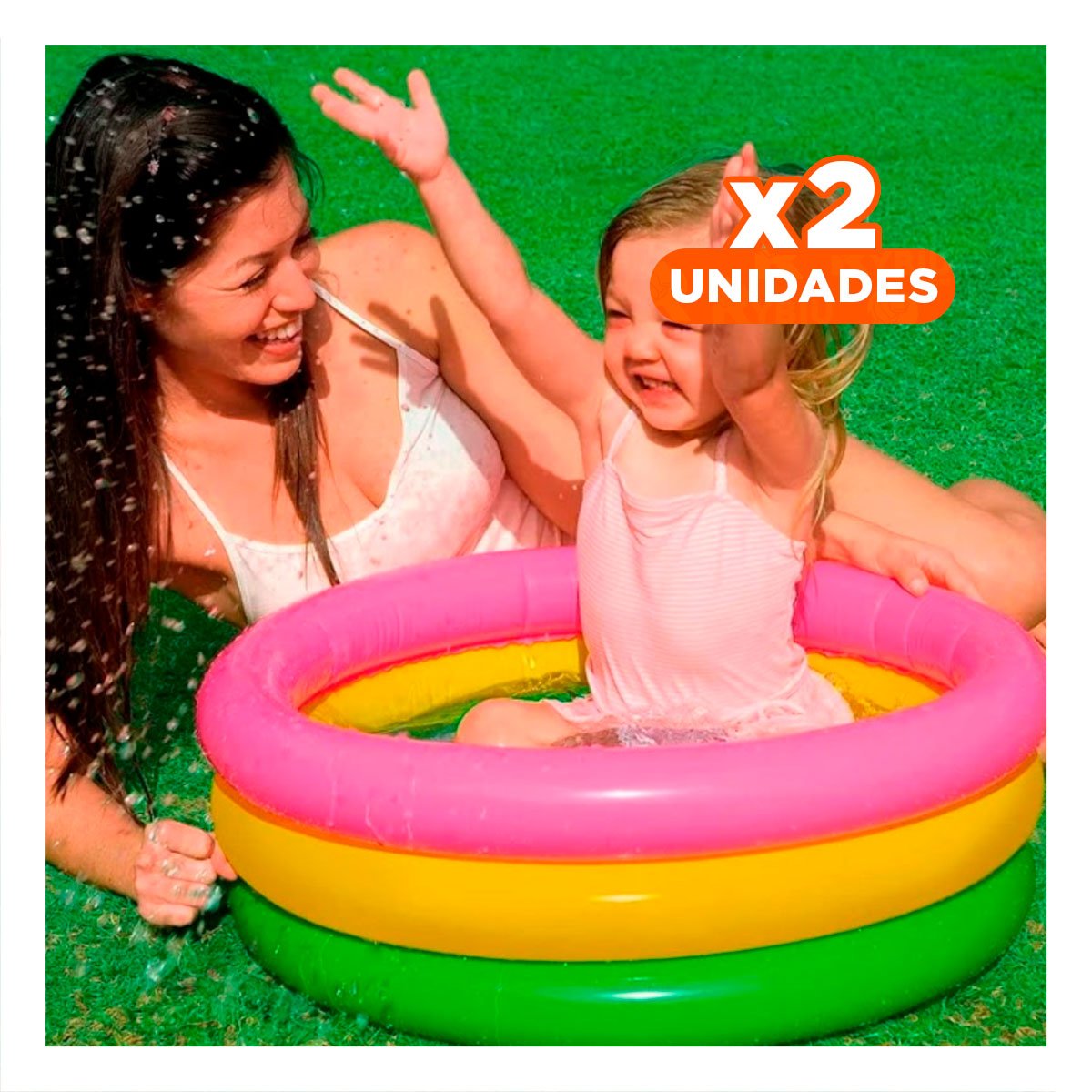 PACK2 PISCINA CIRCULAR ARCOIRIS 61 X 22 CM PARA ZONA DE AGUA INFANTIL Y+REGALO STICKER - 1
