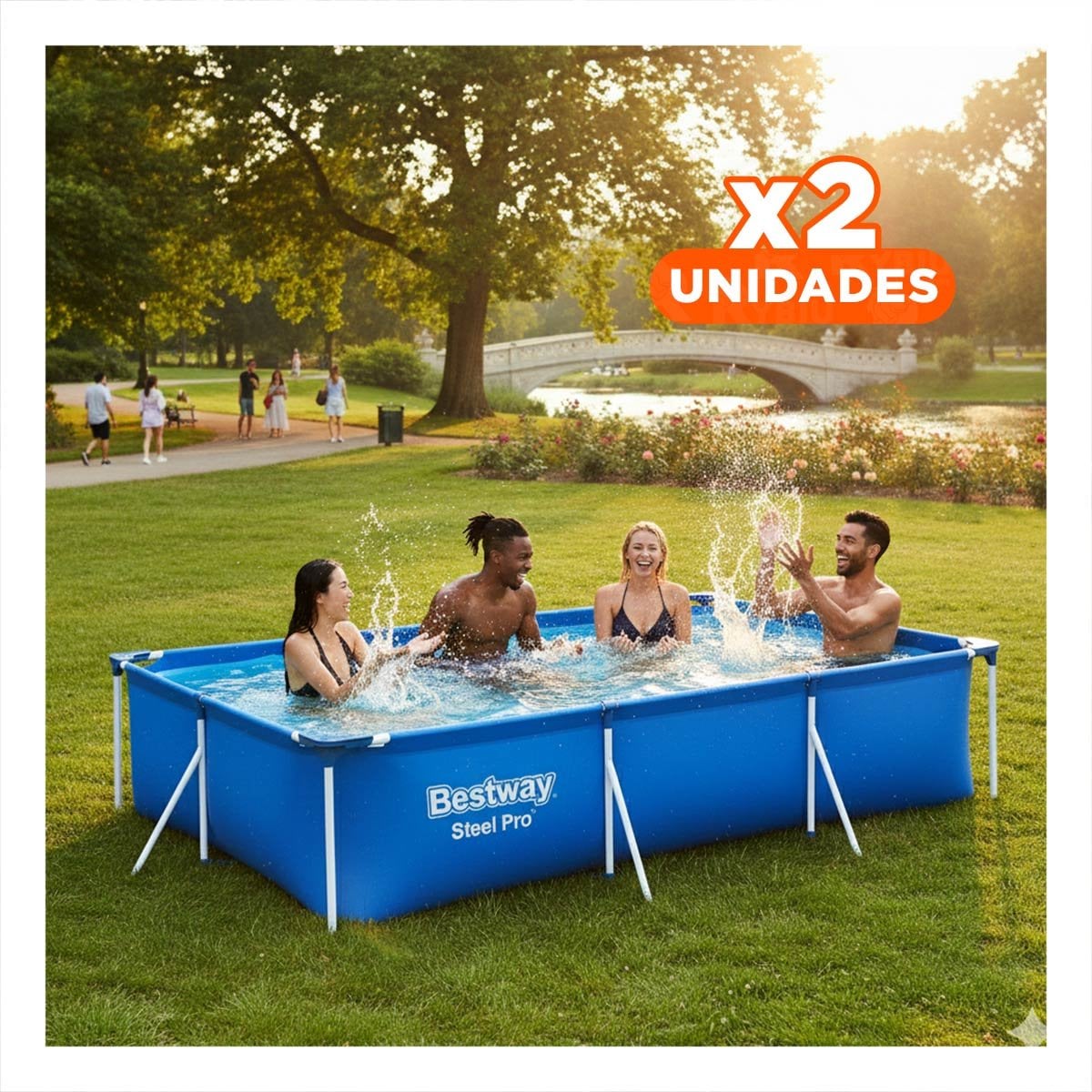 PACK2 TANQUE RECREATIVO RECTANGULAR RESISTENTE 259X170X61CM HOGAR Y+REGALO STICKER - 1