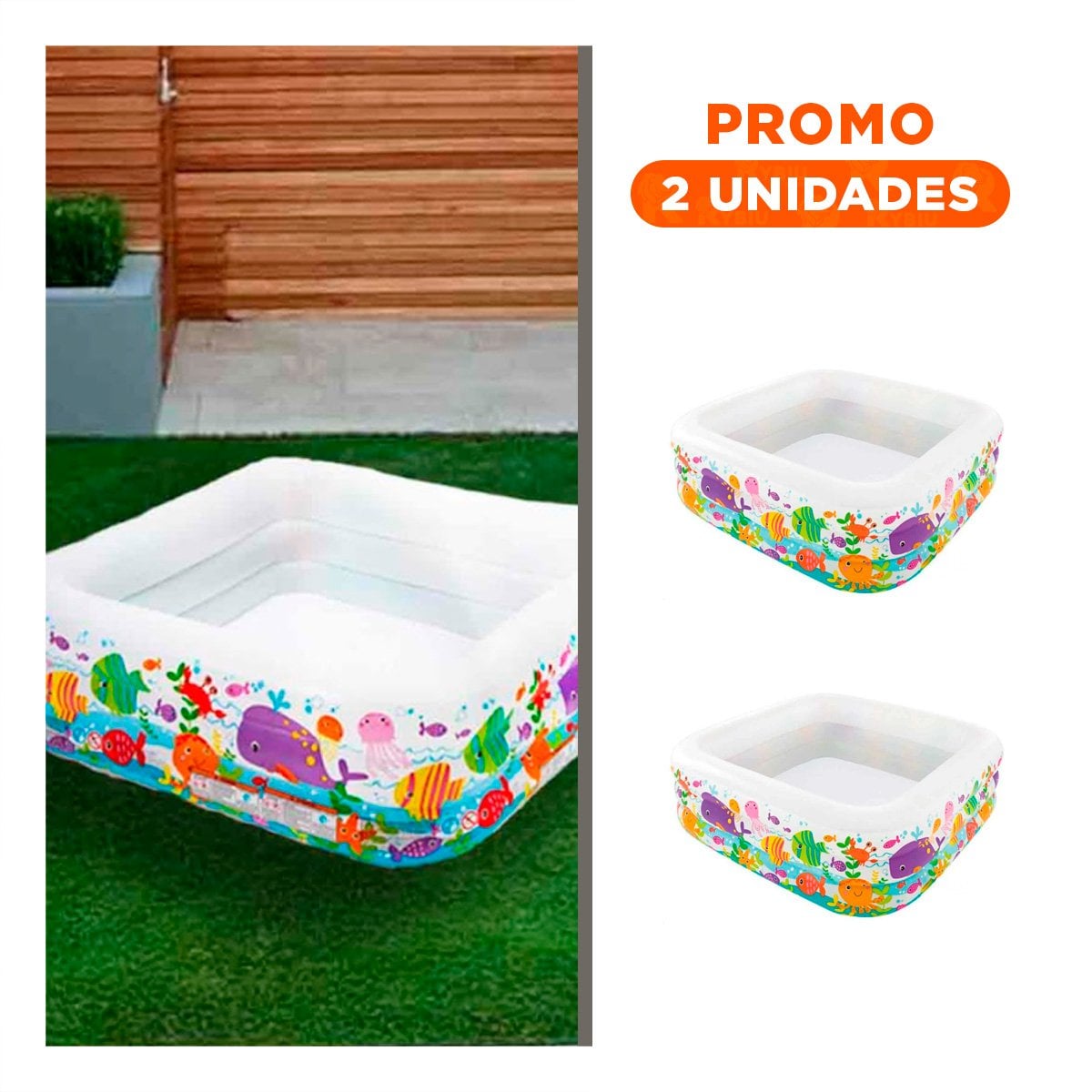 PACK2 CENTRO ACUATICO CUADRADO 159 X 159 X 50 CM PARA DIVERSION INFANTIL - 1