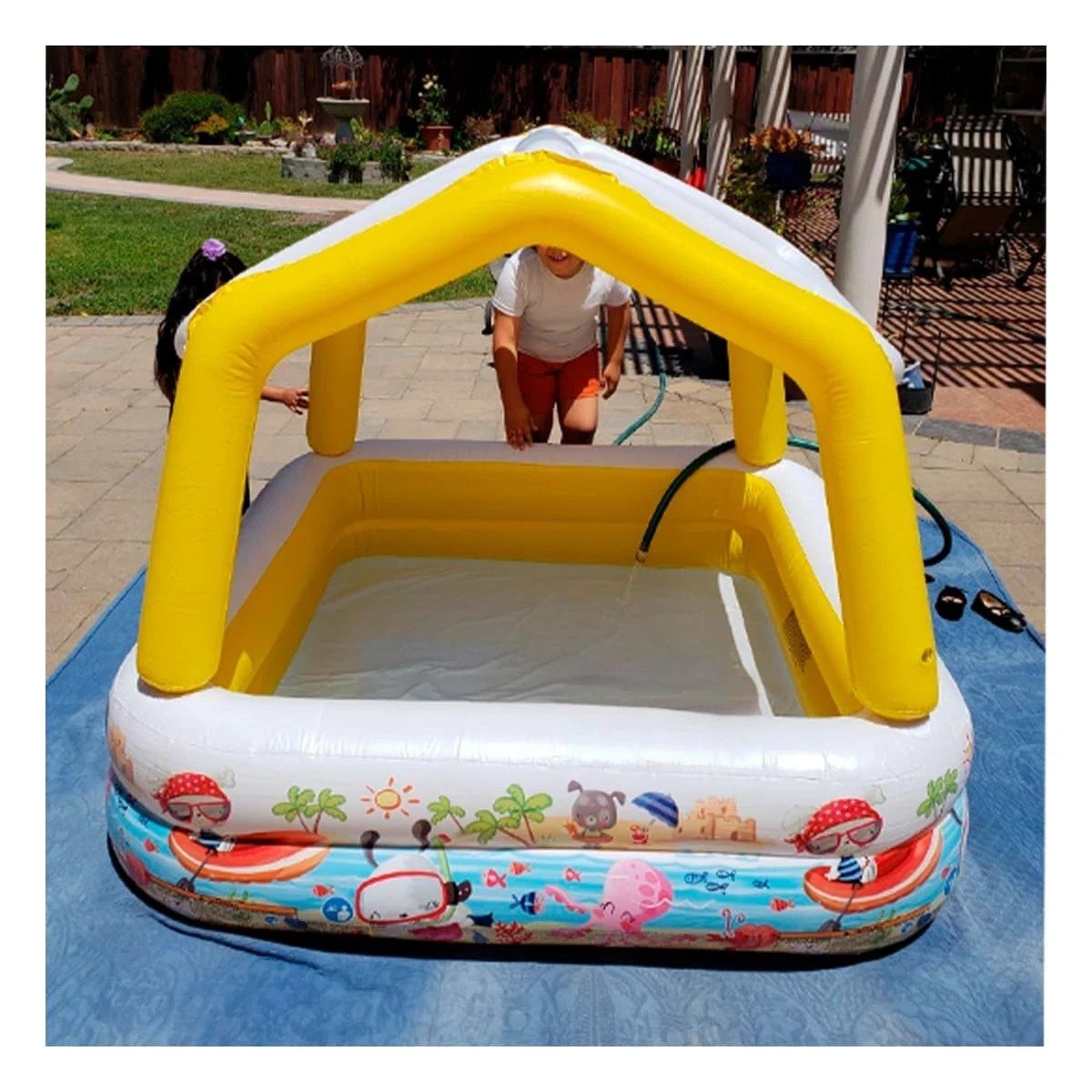 PACK2 AMBIENTE ACUATICO INFLABLE CON TOLDO DESMONTABLE PARA HOGAR Y PATIO Y+PAPEL REGALO - 2