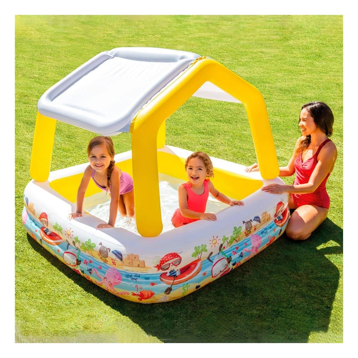 PACK2 AMBIENTE ACUATICO INFLABLE CON TOLDO DESMONTABLE PARA HOGAR Y PATIO Y+PAPEL REGALO - 5