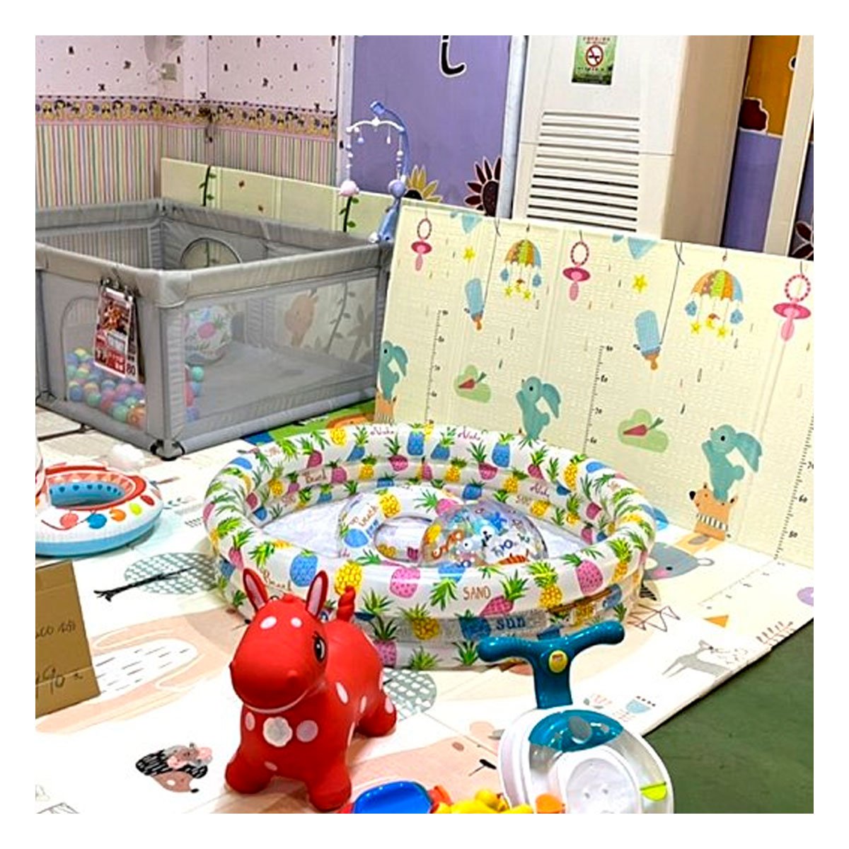 PACK2 ALBERCA INFLABLE COLORIDA RCON DECORACION TROPICAL Y PELOTA DE JUEGO Y+PAPEL REGALO - 5