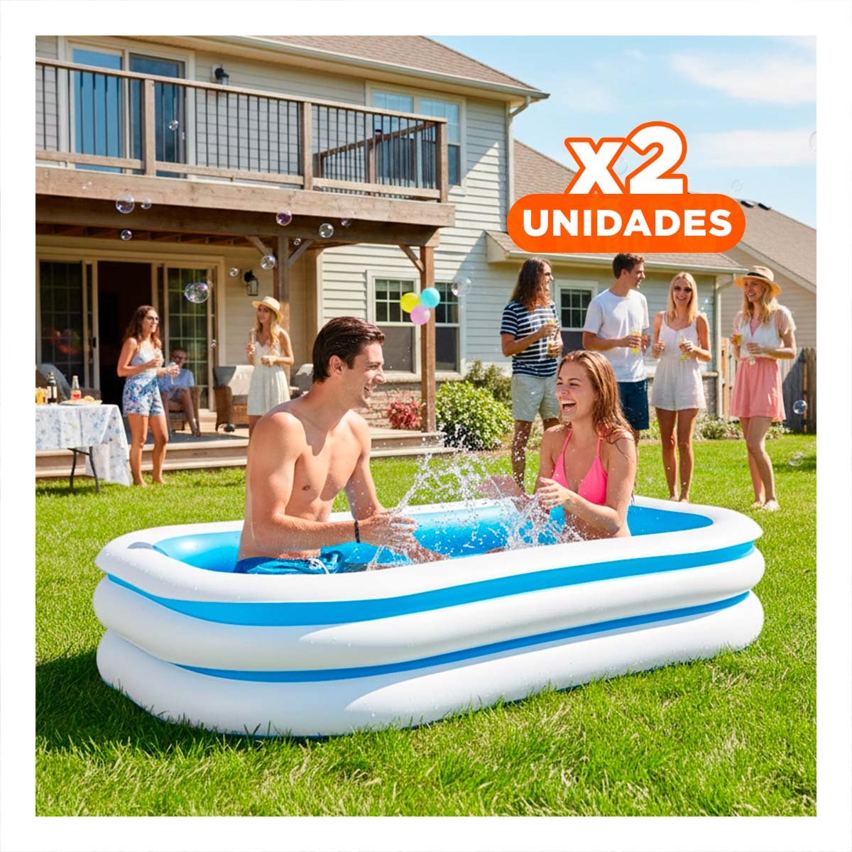 PACK2 PISCINA INFLABLE PARA JARDIN Y HOGAR CON ESTILO FAMILIAR COMODO Y+REGALO STICKER - 1