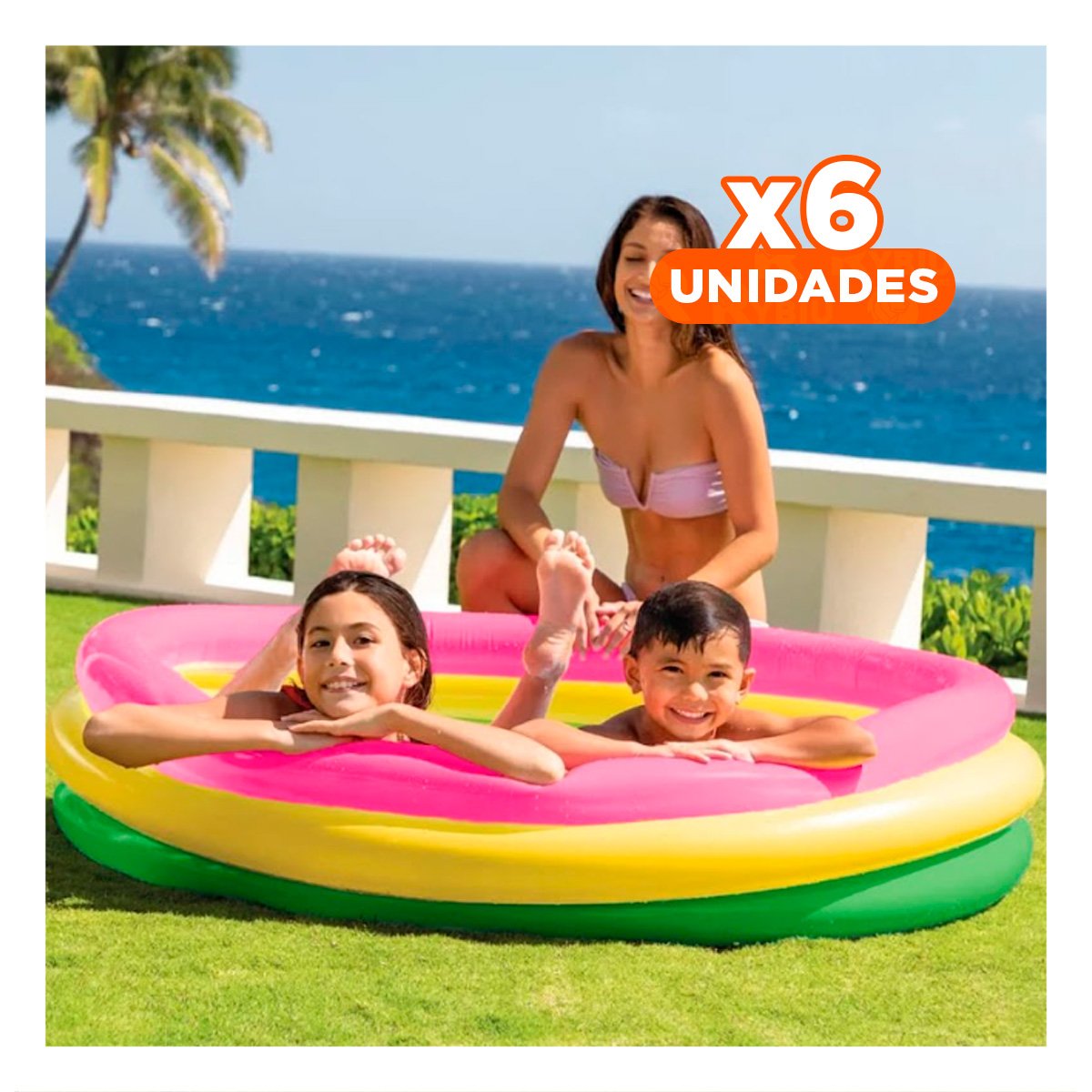 PACK6 ALEGRIA INFANTIL ARCOIRIS INFLABLE 147 X 33 CM PARA JUEGOS CASEROS Y+REGALO STICKER - 1