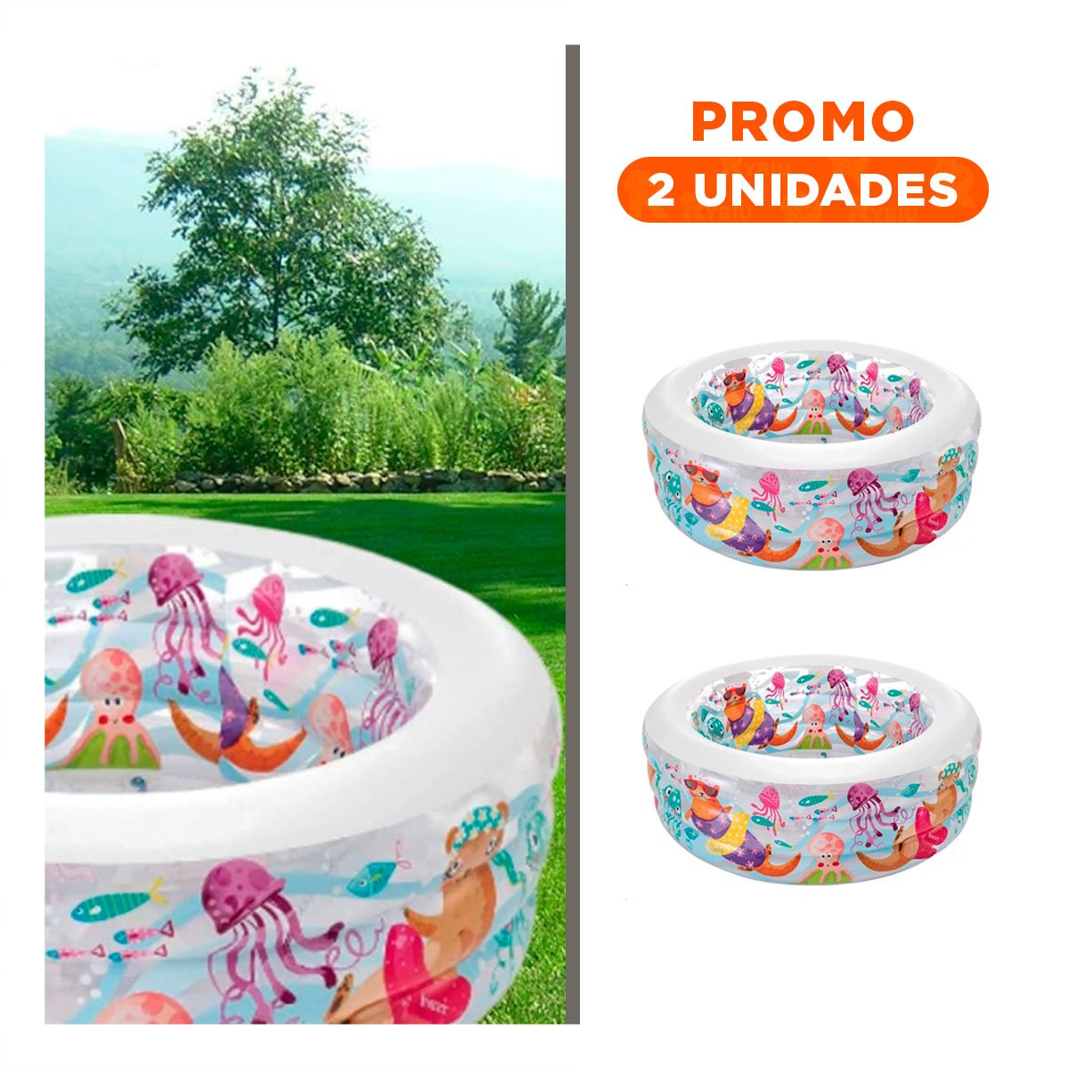 PACK2 ESPACIO DE AGUA FAMILIAR AMIGOS DEL MAR 163 X 107 X 46 CM PARA PATIO - 1