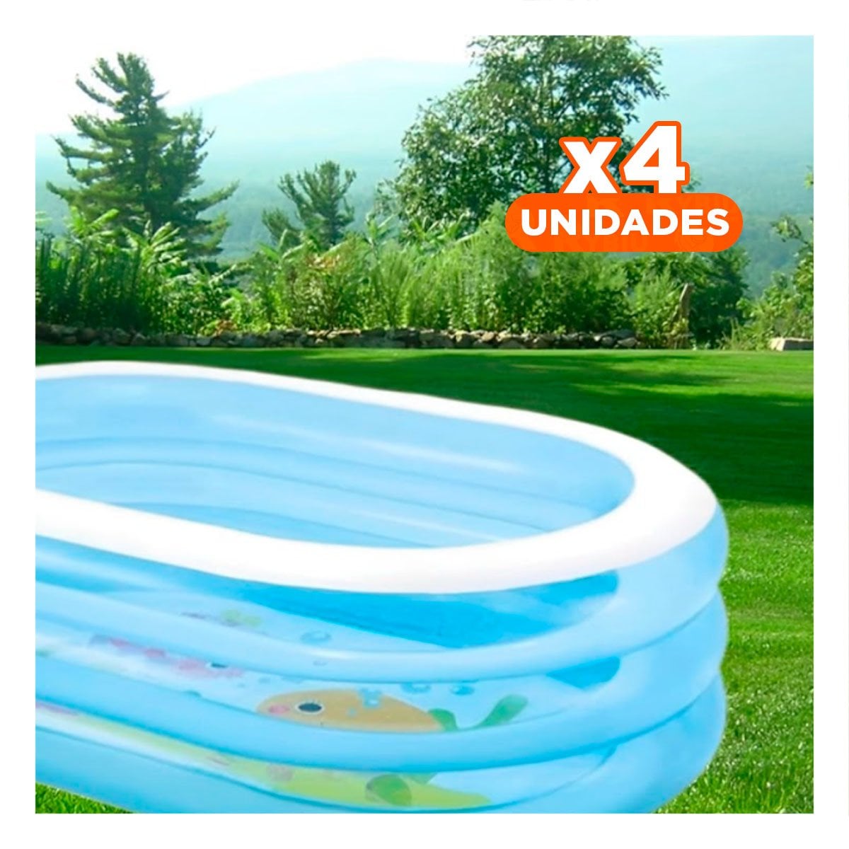 PACK4 PILETA INFANTIL TEMATICA AMIGOS DEL MAR 163 X 107 X 46 CM PARA JARDIN - 1