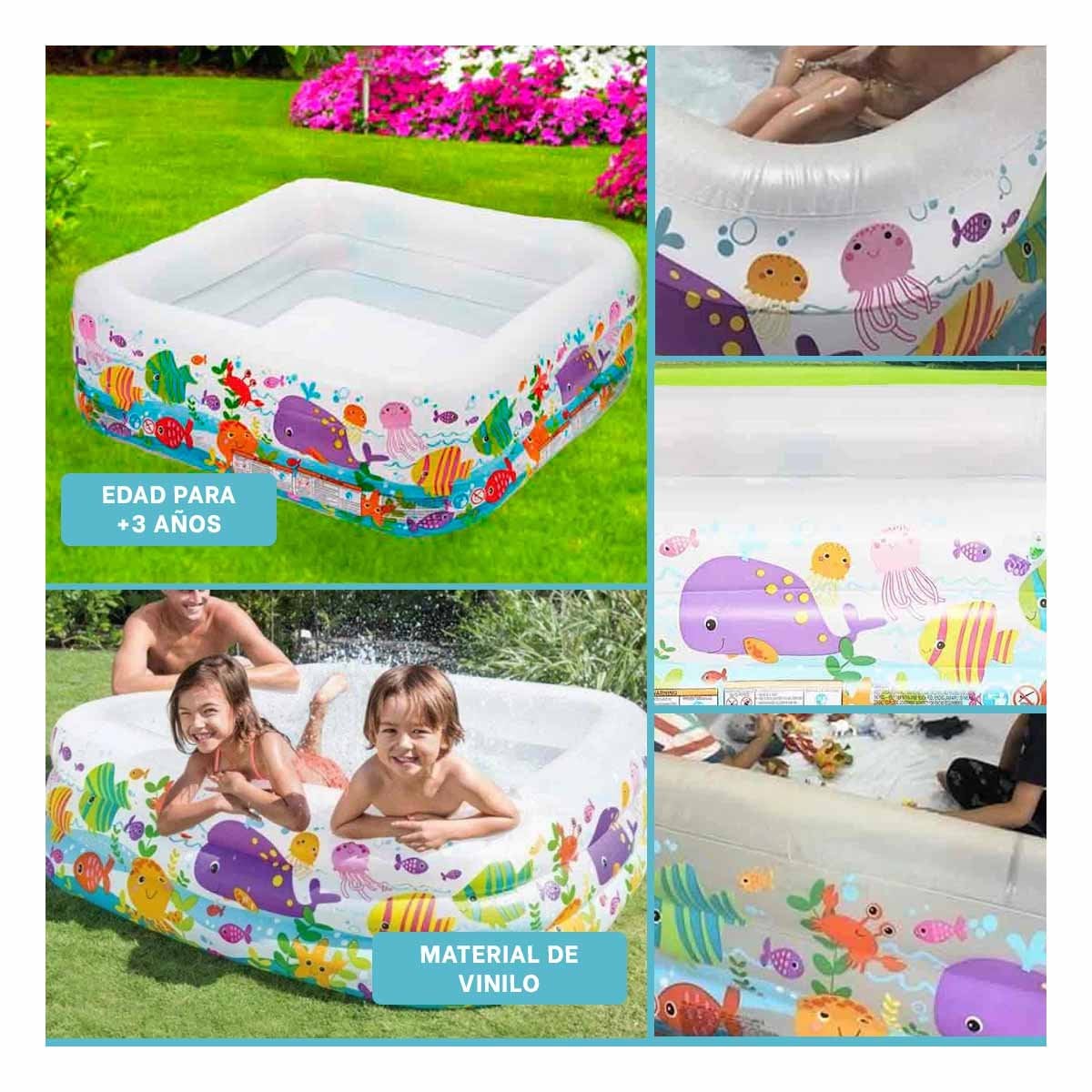 PACK2 CENTRO ACUATICO DE AGUA 159 X 159 X 50 CM PARA JUEGOS FAMILIARES Y+PAPEL REGALO - 3