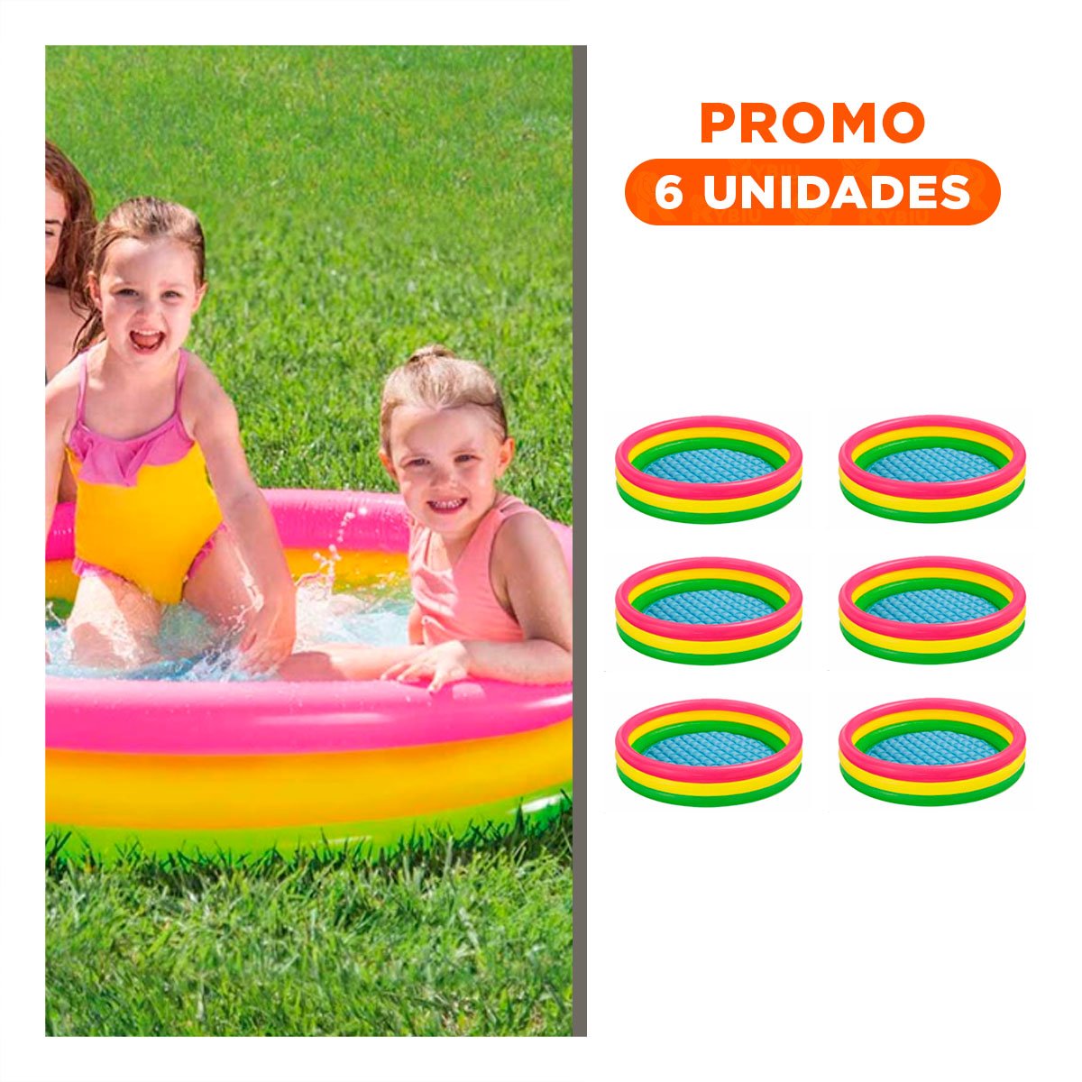 PACK6 ZONA ACUATICA ARCOIRIS INFLABLE INFANTIL 114 X 25 CM PARA NINOS - 1