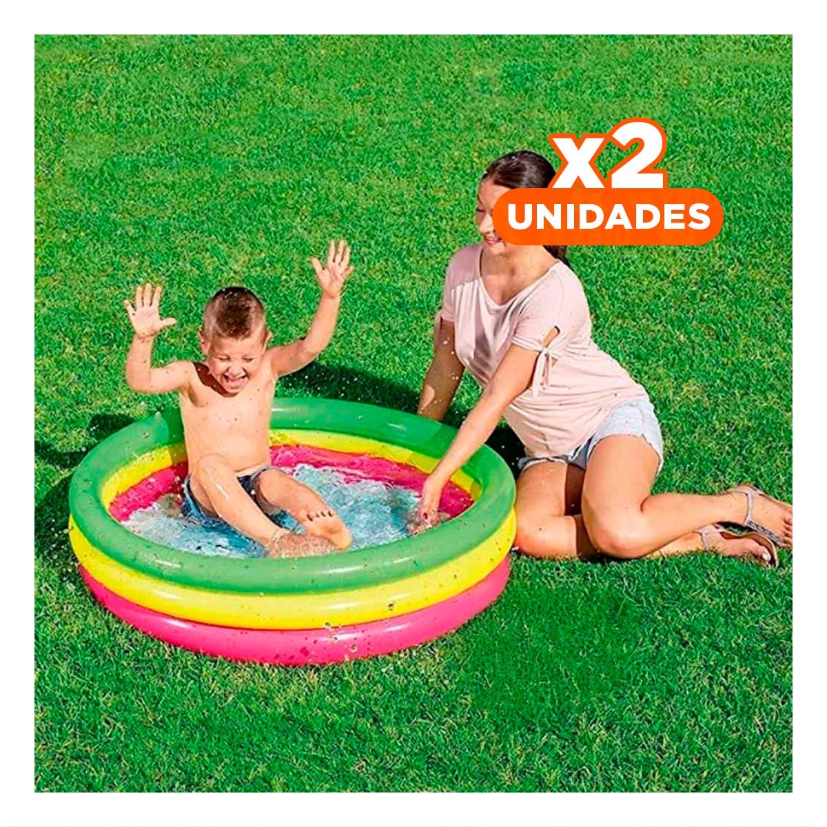 PACK2 ESPACIO DE JUEGOS DE AGUA INFANTIL ARCOIRIS 1.02 X 25 CM PARA NINOS Y+REGALO STICKER - 1