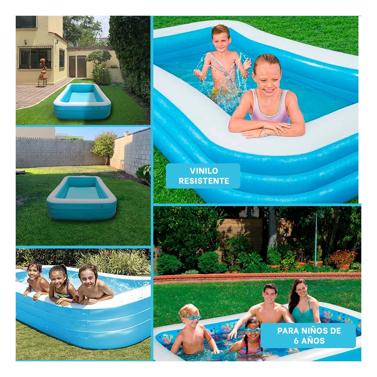 PACK2 TANQUE RECREATIVO RECTANGULAR AMPLIO 305X183X56CM EXTERIOR PLUS Y+PAPEL REGALO - 3