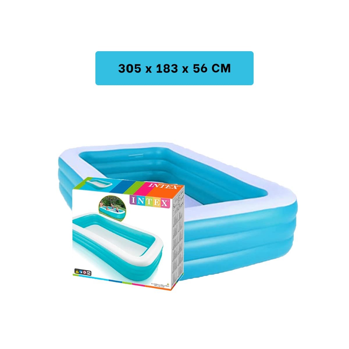 PACK2 TANQUE RECREATIVO RECTANGULAR AMPLIO 305X183X56CM EXTERIOR PLUS Y+PAPEL REGALO - 4