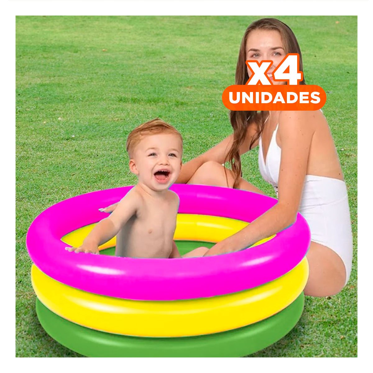 PACK4 CENTRO ACUATICO ARCOIRIS INFLABLE INFANTIL 86 X 25 CM PARA JUEGOS DE VERANO - 1