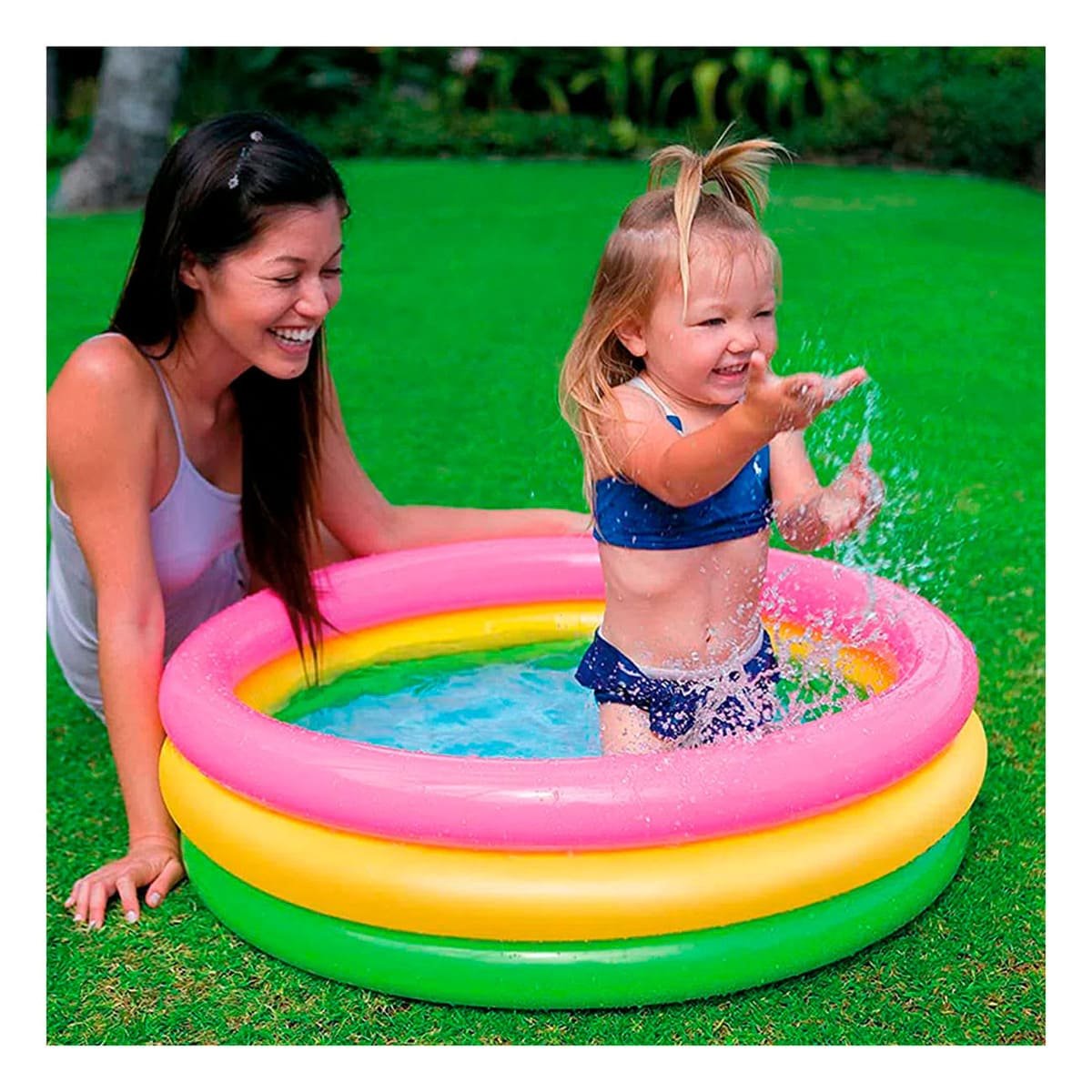 PACK4 CENTRO ACUATICO ARCOIRIS INFLABLE INFANTIL 86 X 25 CM PARA JUEGOS DE VERANO - 3