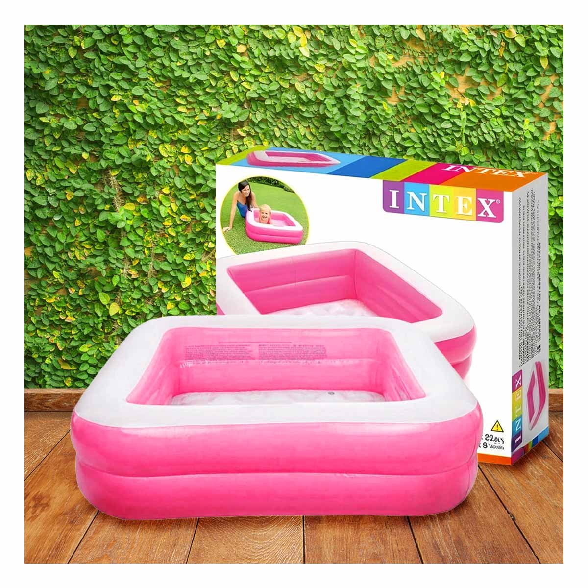 PACK2 PISCINETA COMPACTA ACOLCHADA 85X85X23CM ROSADO PARA HOGAR - 5