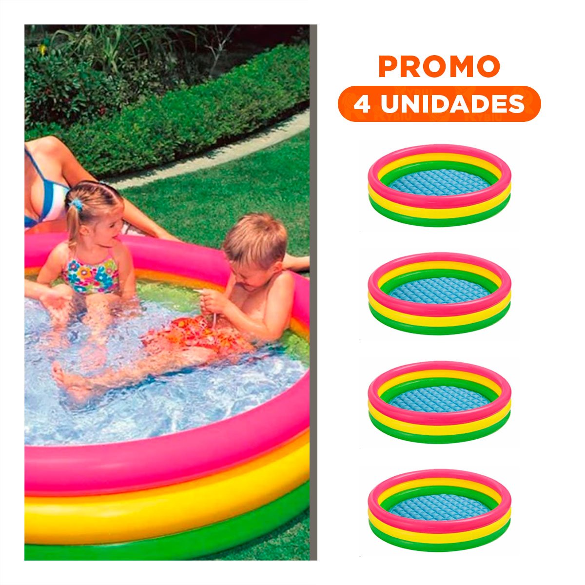 PACK4 MODULO DE JUEGOS ARCOIRIS INFLABLE INFANTIL 114 X 25 CM PARA AGUA Y+REGALO STICKER - 1