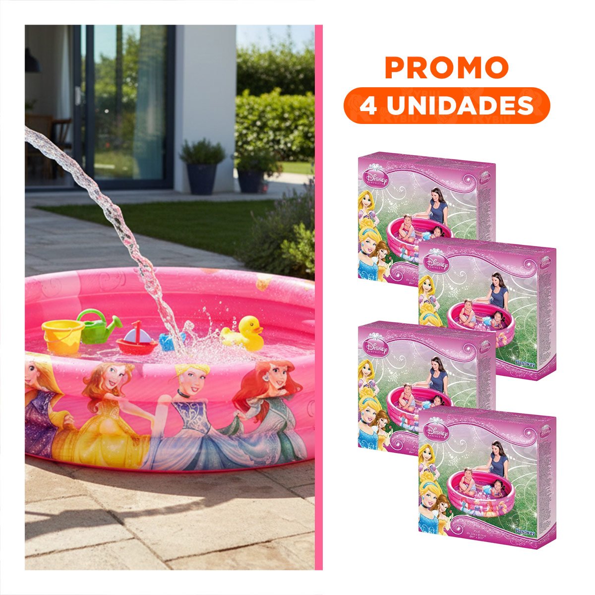 PACK4 ALBERCA PRINCESA INFLABLE PARA CASA Y PATIO CON AGUA Y VERANO Y+REGALO STICKER - 1