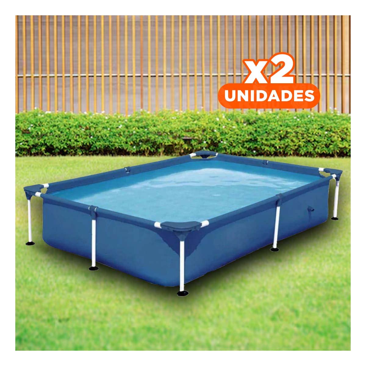 PACK2 ESTANQUE CON MARCO DE METAL 221 X 150 X 43CM AMPLIO PARA VERANO Y+REGALO STICKER - 1