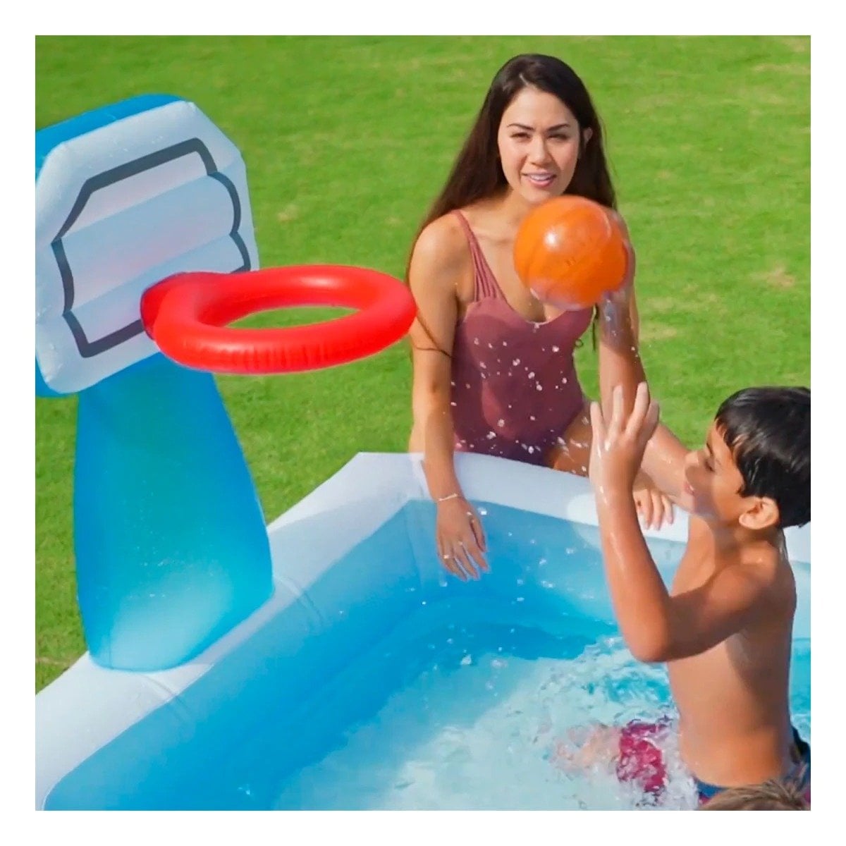 PACK2 ZONA DE AGUA INFANTIL 188 X 257 X 13 CM CON CANASTA DE BALONCESTO Y+REGALO STICKER - 3