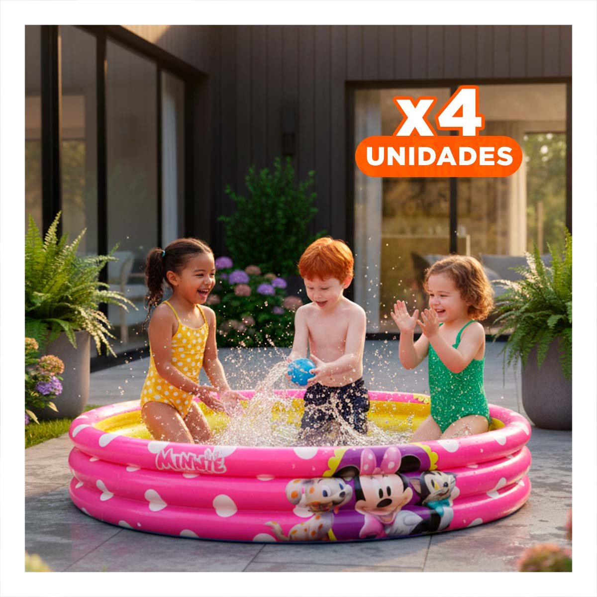 PACK4 ALBERCA INFLABLE DE USO INFANTIL PARA JUEGO DE AGUA EN CASA - 1