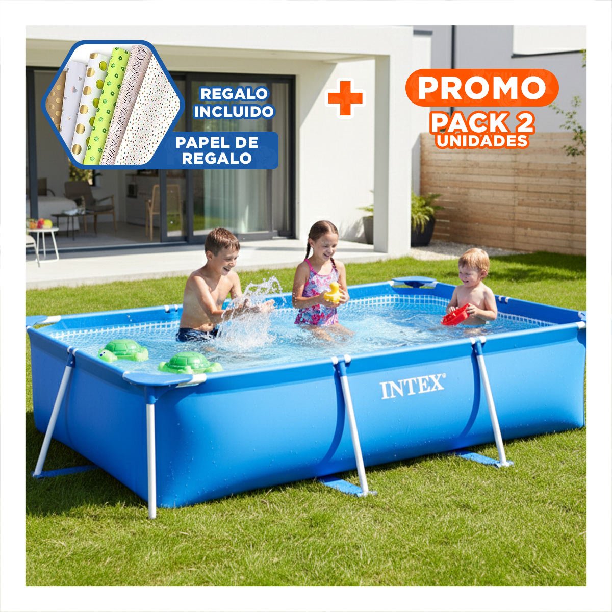 PACK2 TANQUE RECREATIVO RECTANGULAR PARANTE AMPLIO 260X160X65 CM EXTERIOR Y+PAPEL REGALO - 1