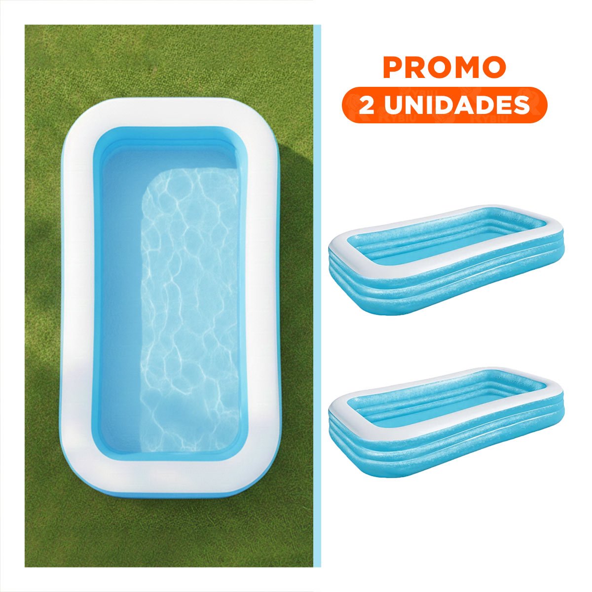 PACK2 TANQUE RECREATIVO RECTANGULAR 305X183X56CM PARA PATIO EXTERIOR PLUS - 1