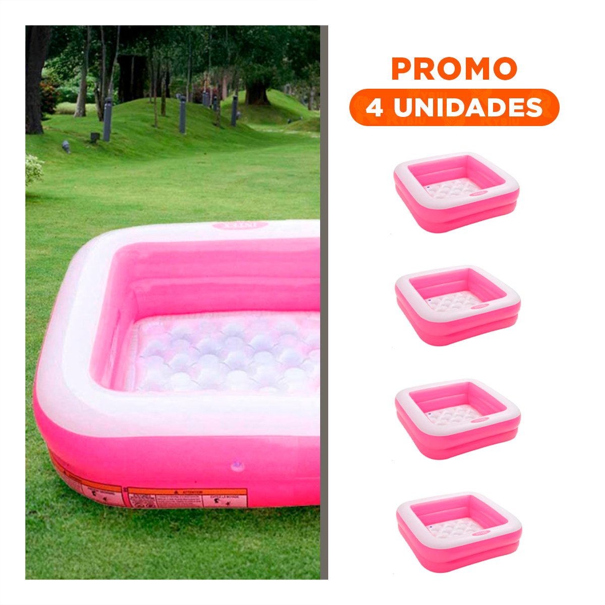 PACK4 CHAPOTEADERO COMPACTO ACOLCHADO 85X85X23CM ROSADO PARA ESPACIOS PEQUENOS Y+REGALO STICKER - 1