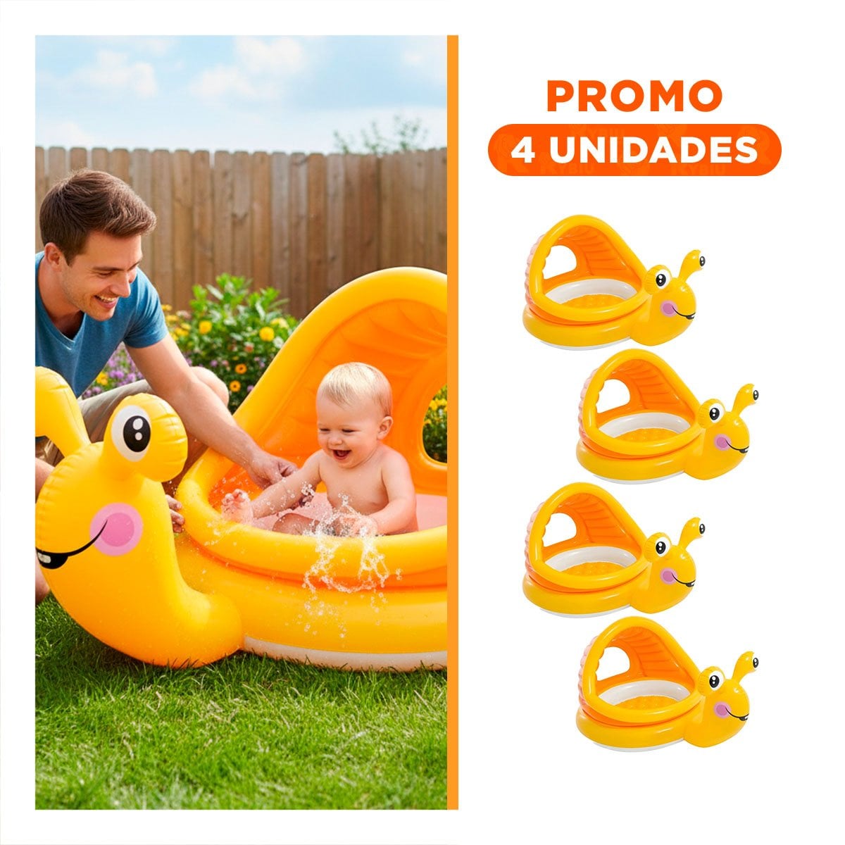 PACK4 ZONA DE AGUA CARACOL 145 X 102 X 74 CM AMPLIA PARA ACTIVIDADES DE VERANO Y+REGALO STICKER - 1