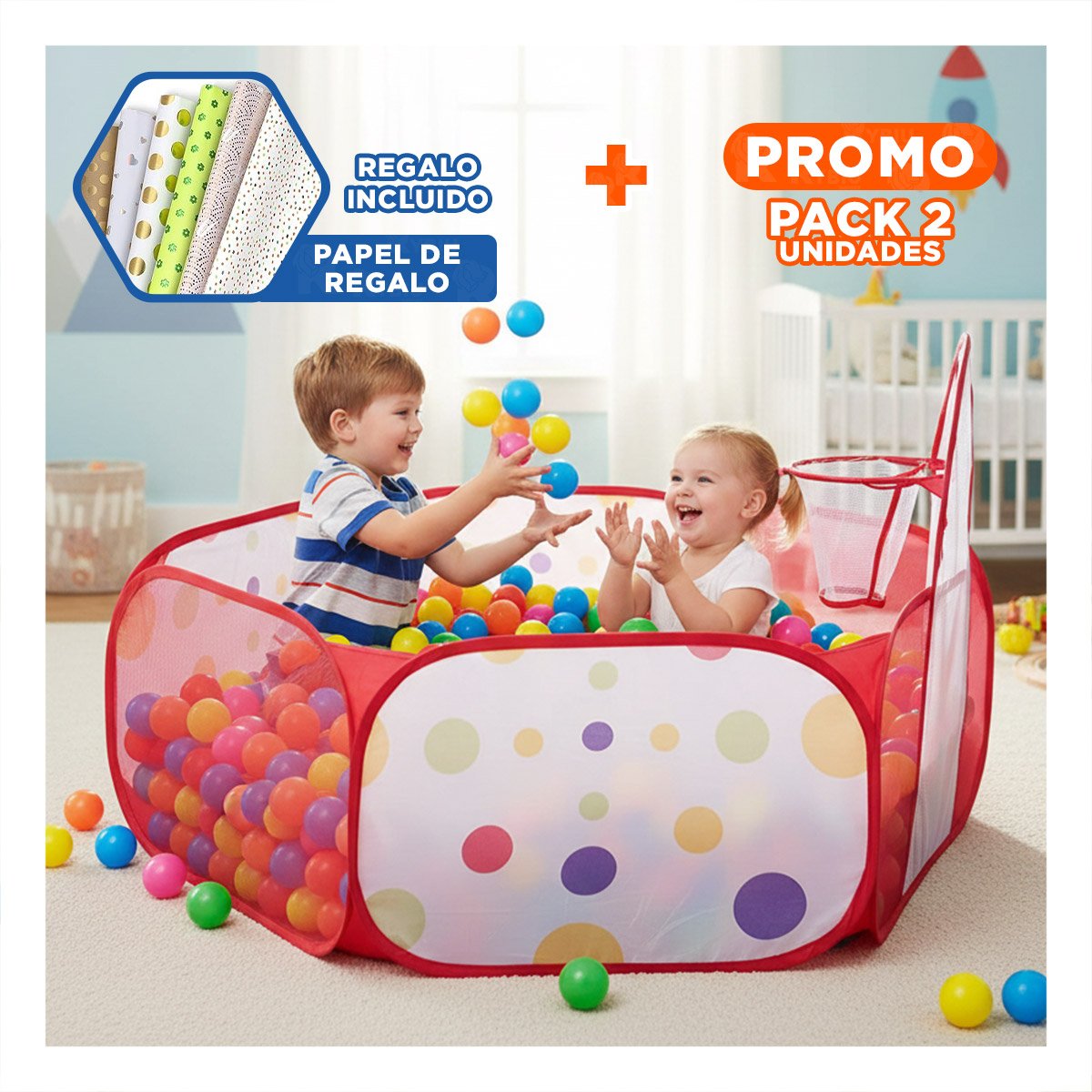 PACK2 SECTOR RECREATIVO DE PELOTAS PARA CASA Y HOGAR CON DISENO FESTIVO Y+PAPEL REGALO - 1