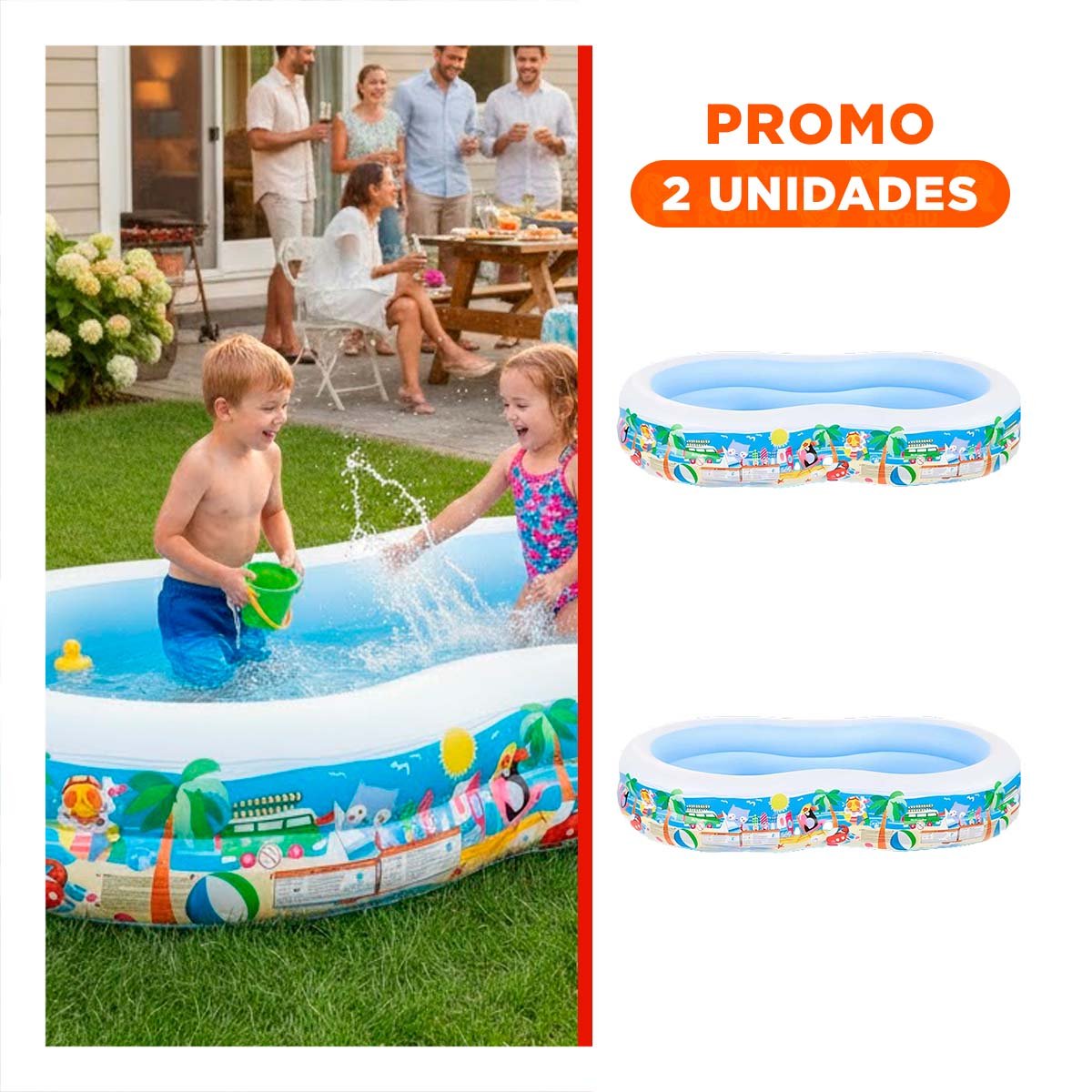 PACK2 MODELO INFLABLE FAMILIAR PARA HOGAR Y JARDIN CON ESPACIO COMODO PARA VERANO - 1