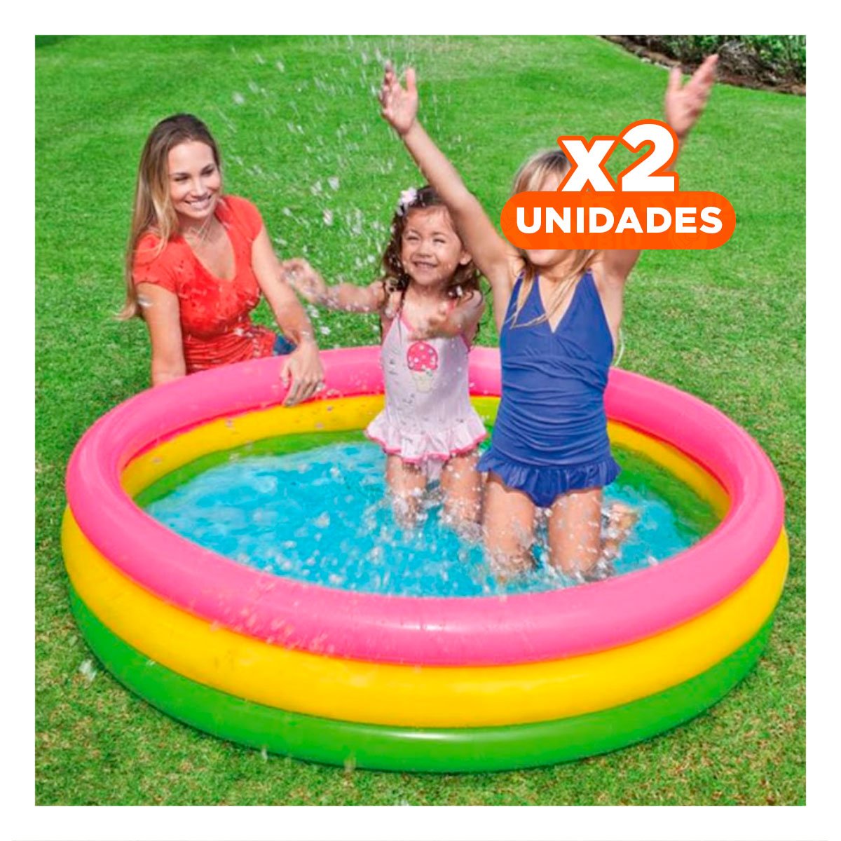 PACK2 DIVERSION ACUATICA ARCOIRIS INFLABLE INFANTIL 147 X 33 CM PARA CASA Y+REGALO STICKER - 1