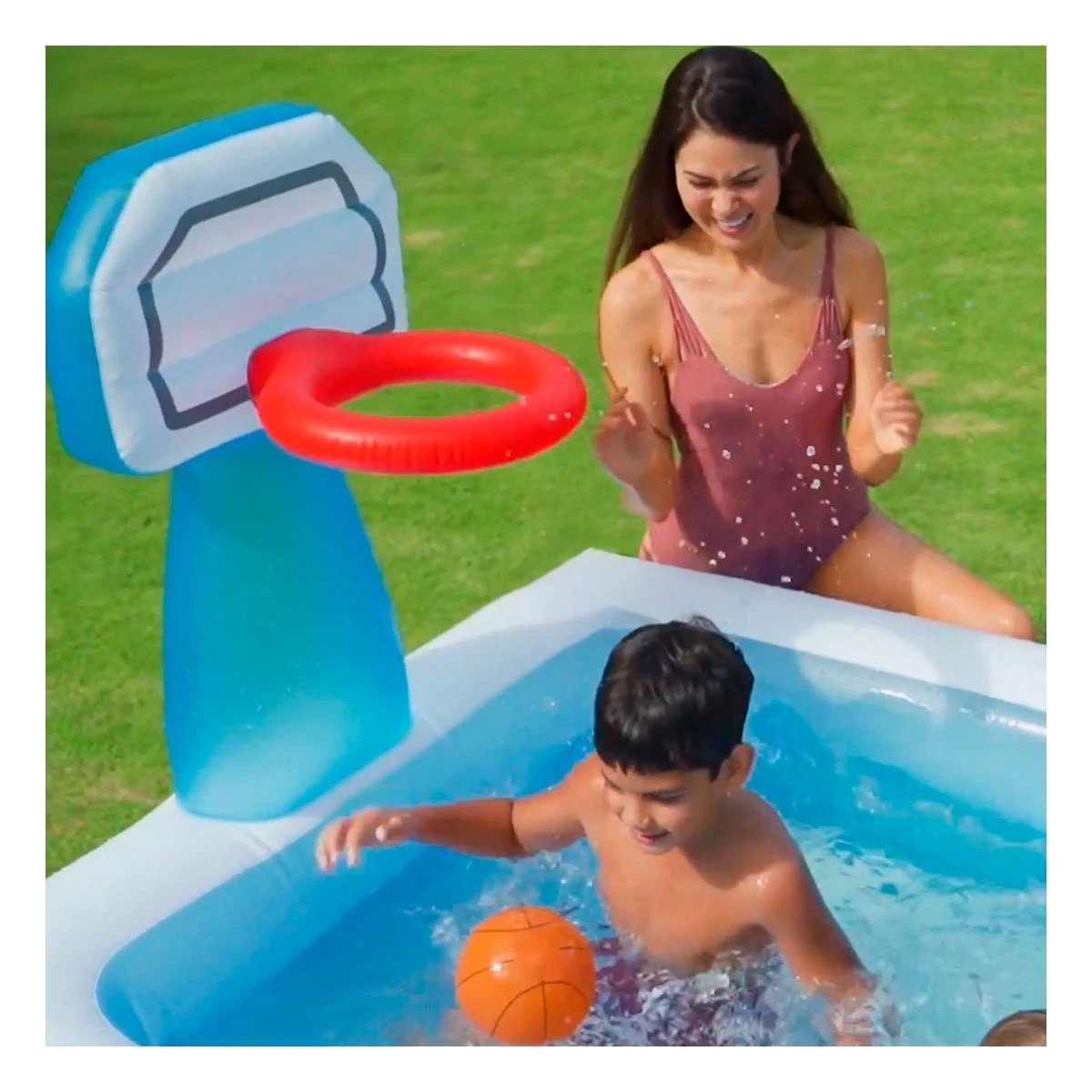PACK2 ZONA DE AGUA INFLABLE 188 X 257 X 13 CM CON CANASTA DE BALONCESTO - 3