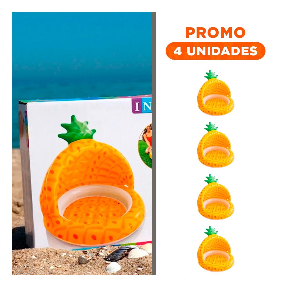 PACK4 ZONA DE AGUA BEBE PINA 1,02 X 94 CM TROPICAL PARA DIVERSION ACUATICA Y+REGALO STICKER - 1