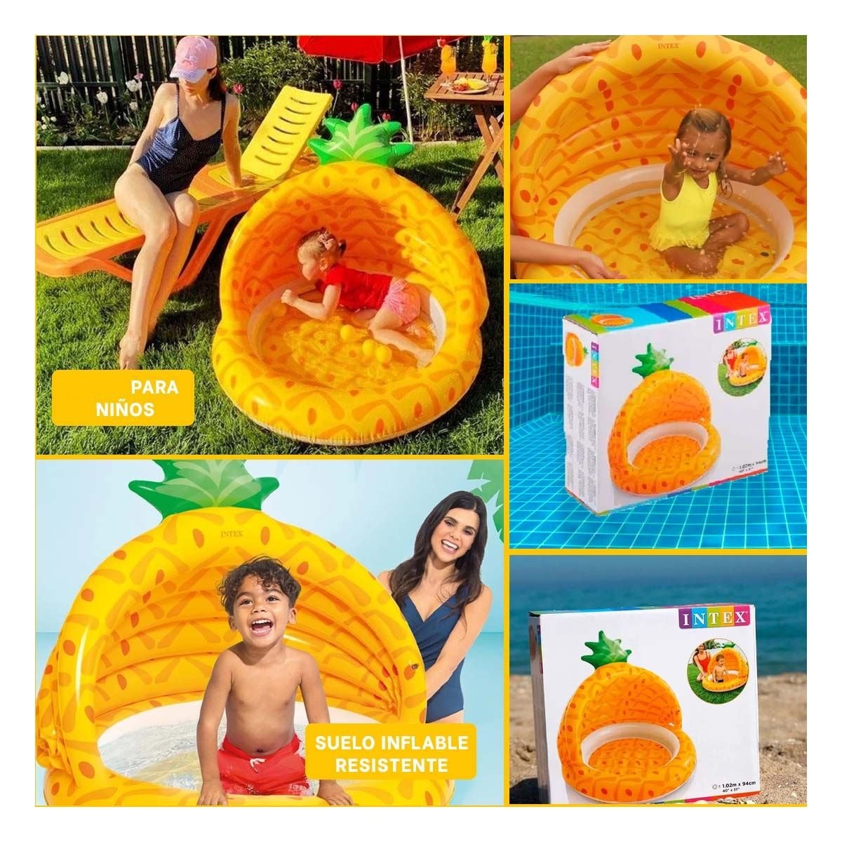 PACK4 ZONA DE AGUA BEBE PINA 1,02 X 94 CM TROPICAL PARA DIVERSION ACUATICA Y+REGALO STICKER - 2