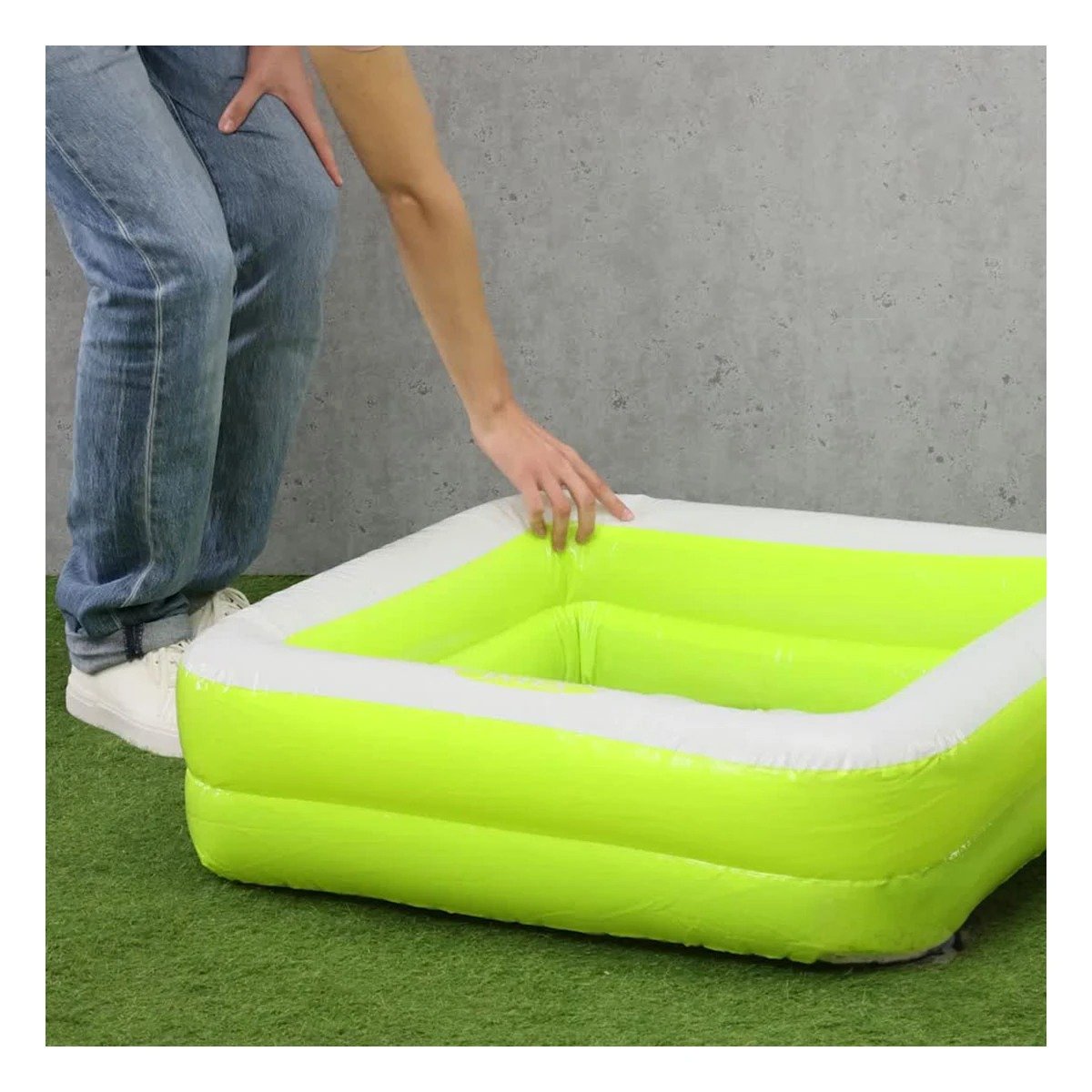 PACK2 PISCINETA COMPACTA ACOLCHADA 85X85X23CM VERDE PARA HOGAR Y+PAPEL REGALO - 5