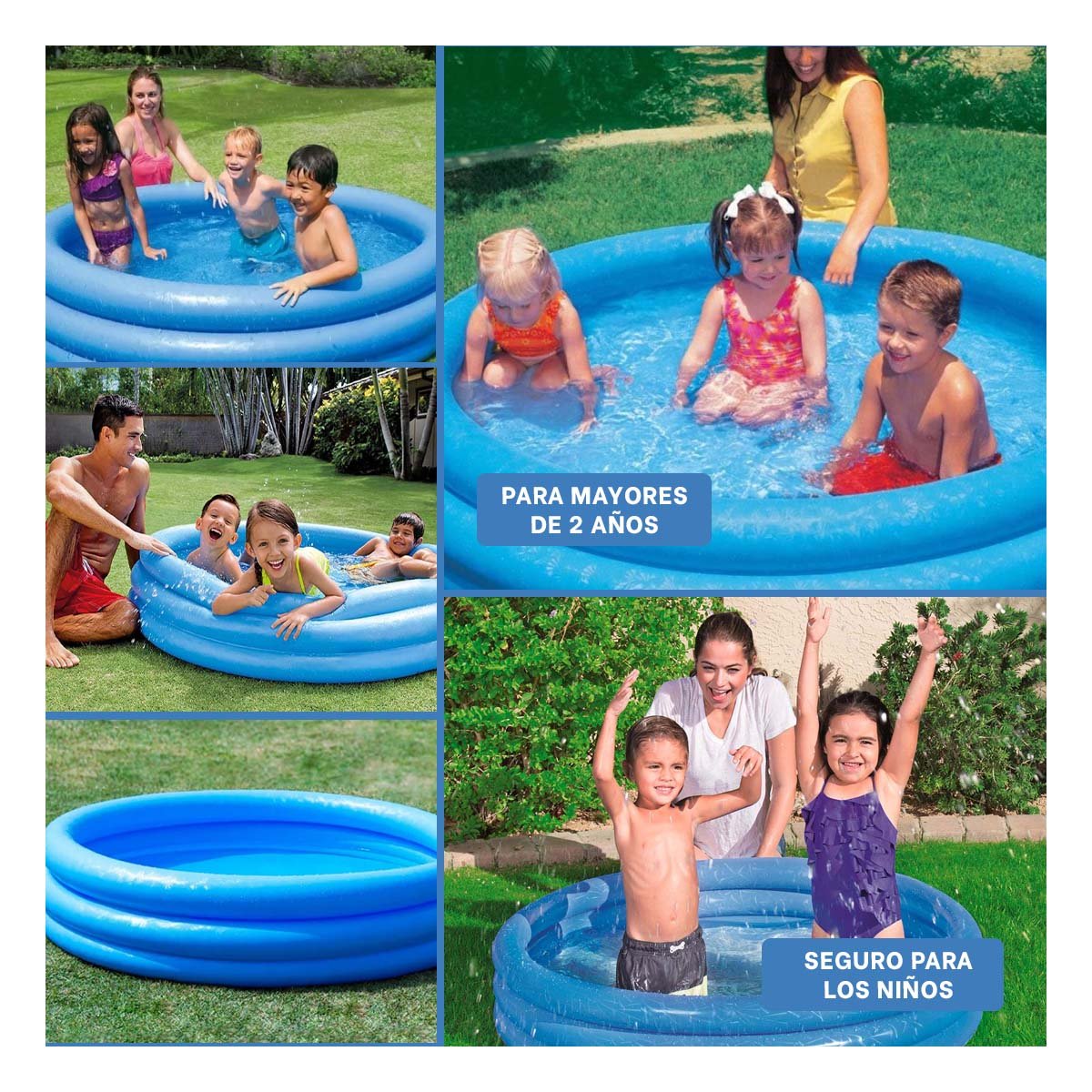 ZONA DE AGUA AZUL CRISTAL INFANTIL 114 X 25 CM PARA CASA Y PATIO Y+LIGAS REGALO - 5