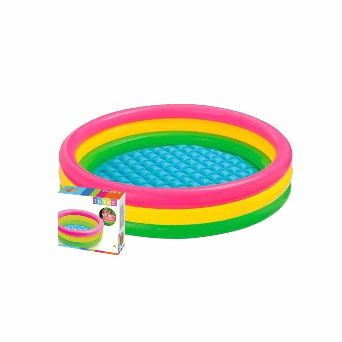 PACK6 PISCINA INFANTIL ARCOIRIS INFLABLE 114 X 25 CM PARA JUEGOS CASEROS Y+REGALO STICKER - 2